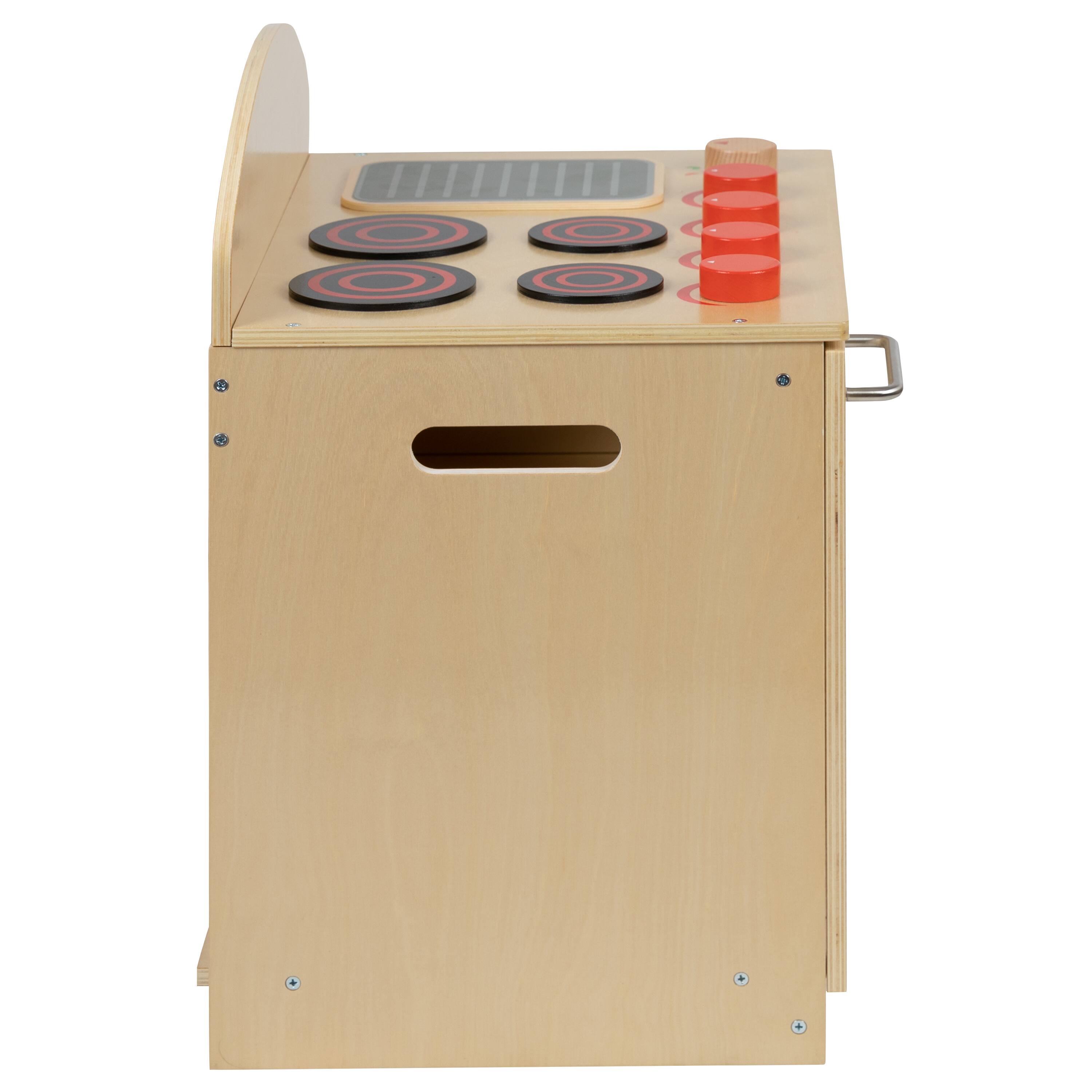 Alt View 10. Emma + Oliver - Children's Wooden Kitchen Stove with Turnable Knobs for Commercial or Home Use - Natural.