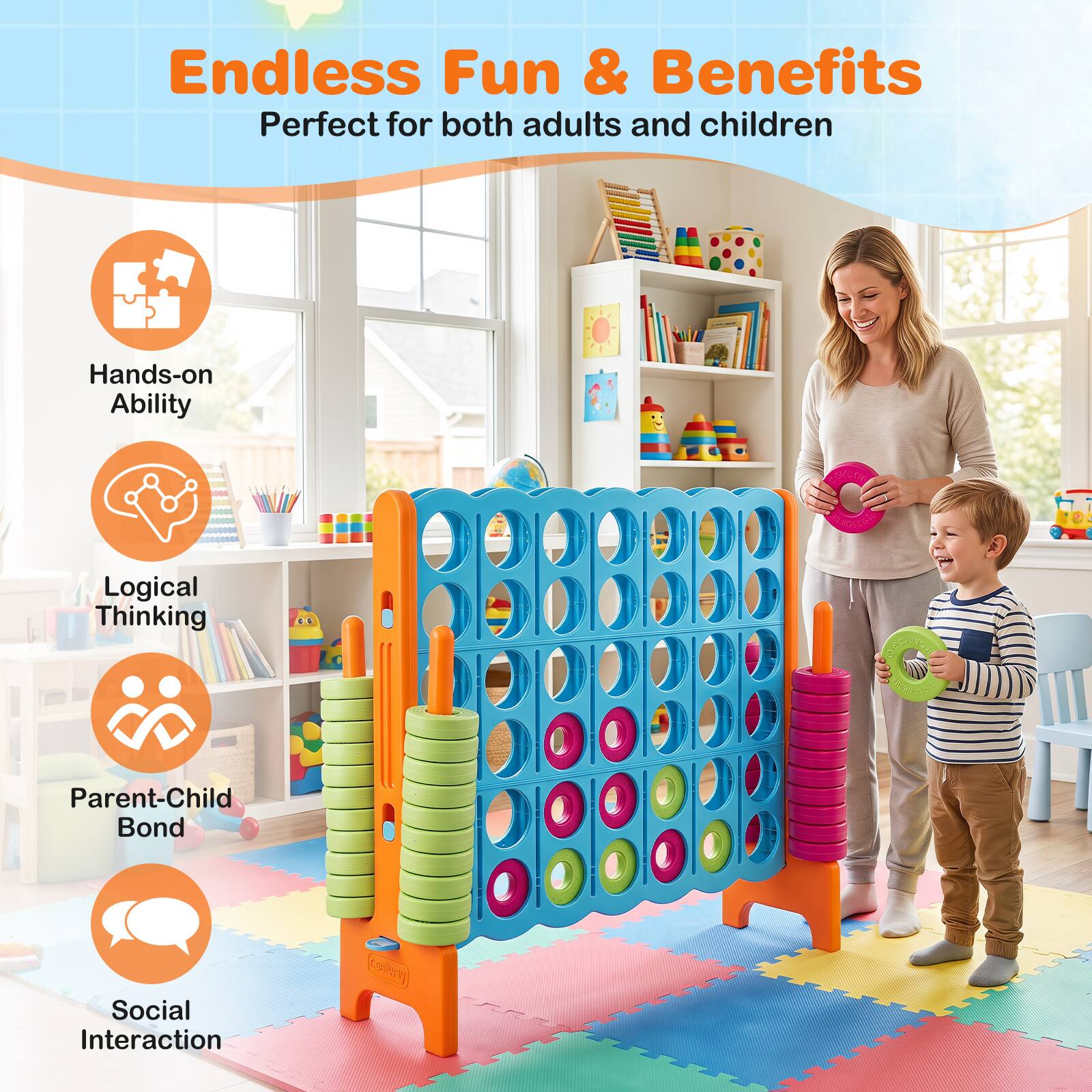 Endless Fun & Benefits  
Perfect for both adults and children

- Hands-on Ability
- Logical Thinking
- Parent-Child Bond
- Social Interaction