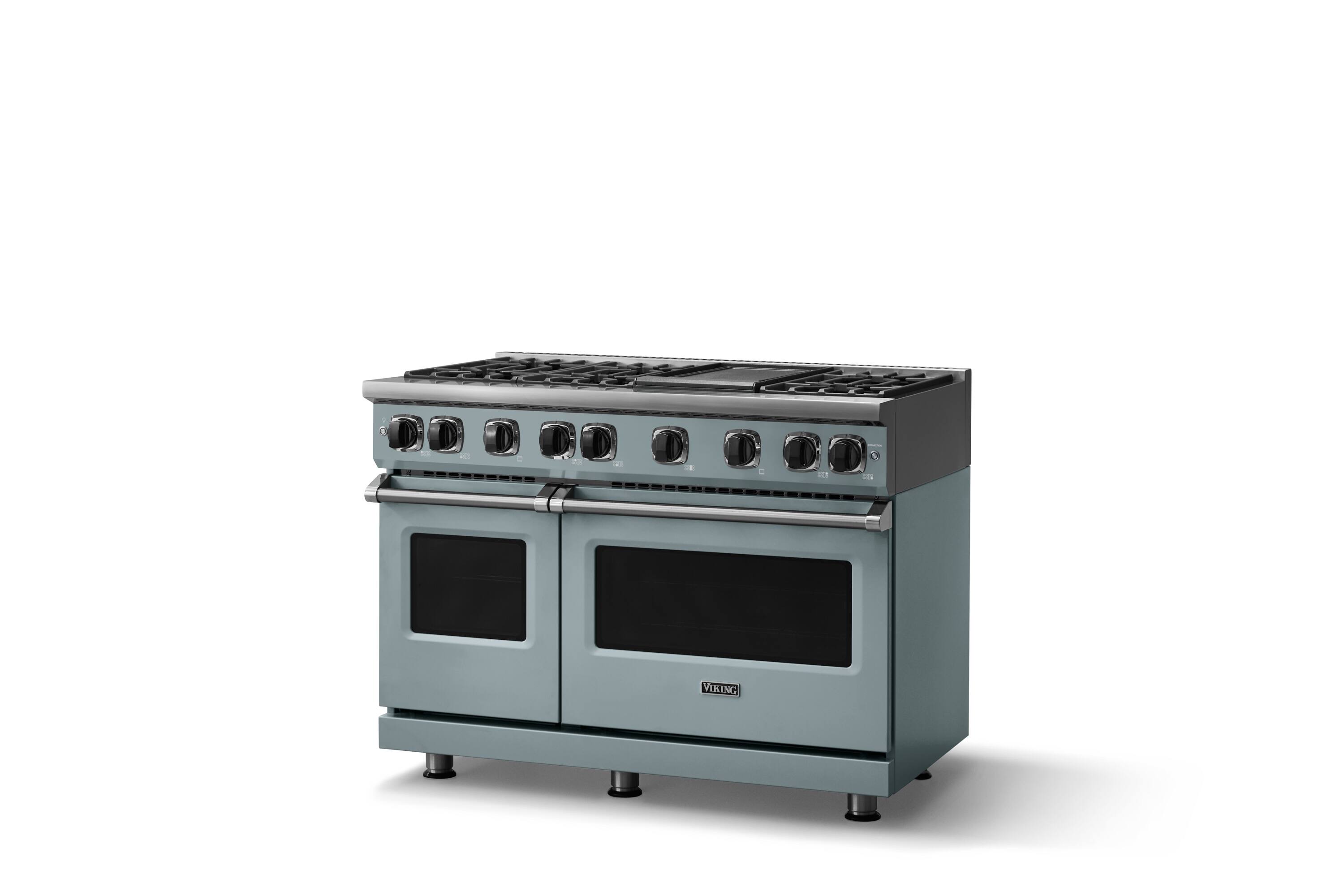 Angle. Viking - 48"W. 7.3 Cu. Ft. Freestanding Sealed 6 Burner Gas Range/Griddle  - November Sky - November Sky.
