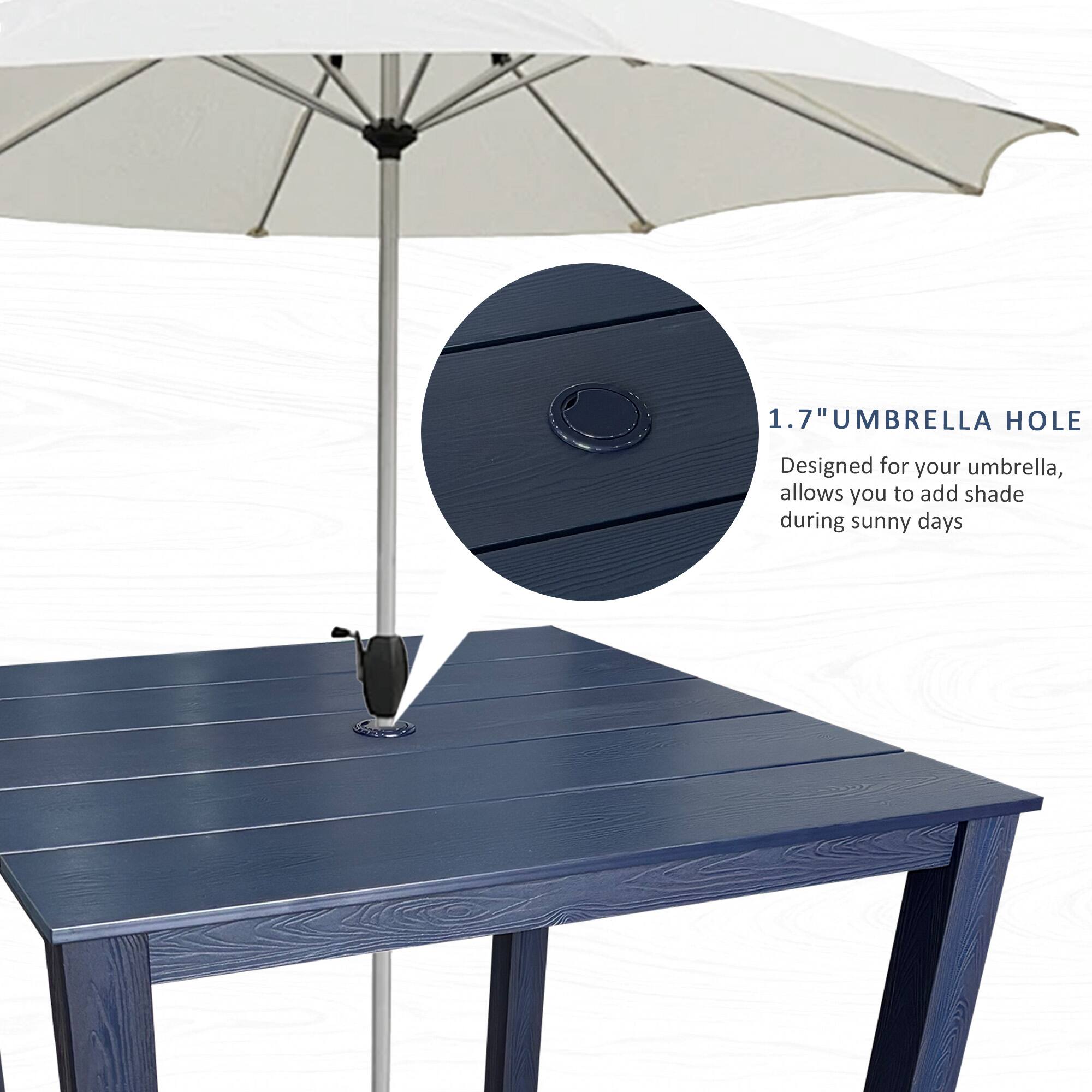 1.7" UMBRELLA HOLE  
Designed for your umbrella, allows you to add shade during sunny days