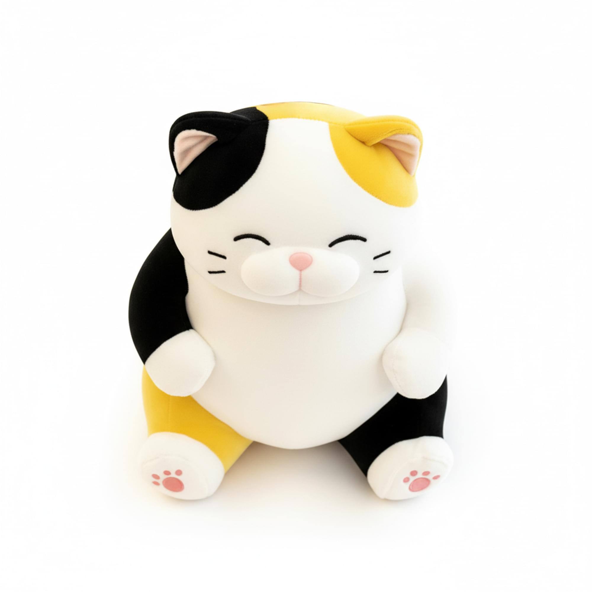 Alt View 10. New Era Distribution - Chubby Meow 12 Inch Plush Pillow | White/Orange/Black - Multi-Colored.