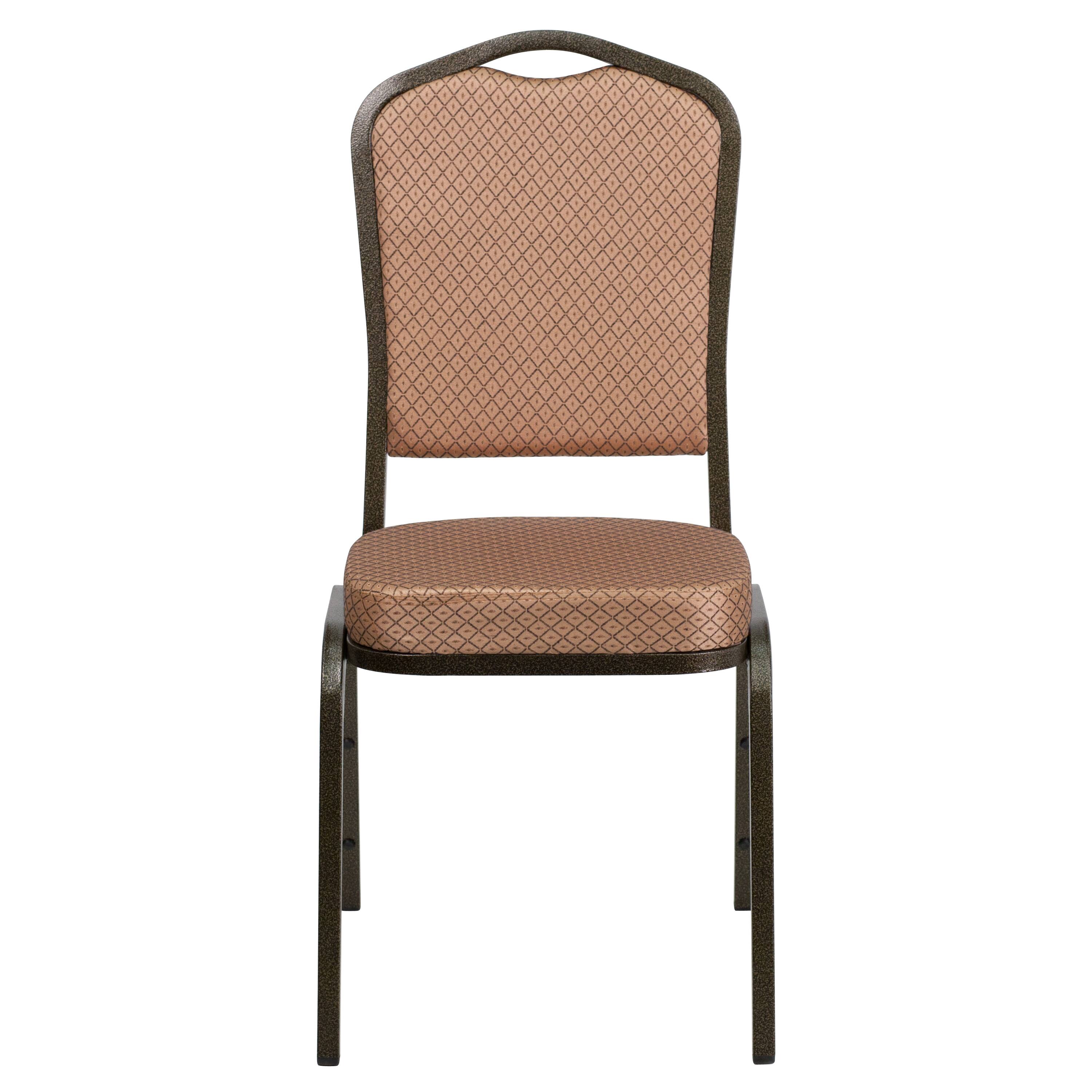 Alt View 7. Emma + Oliver - Crown Back Stacking Banquet Dining Chair - Gold Diamond Patterned Fabric/Gold Vein Frame.