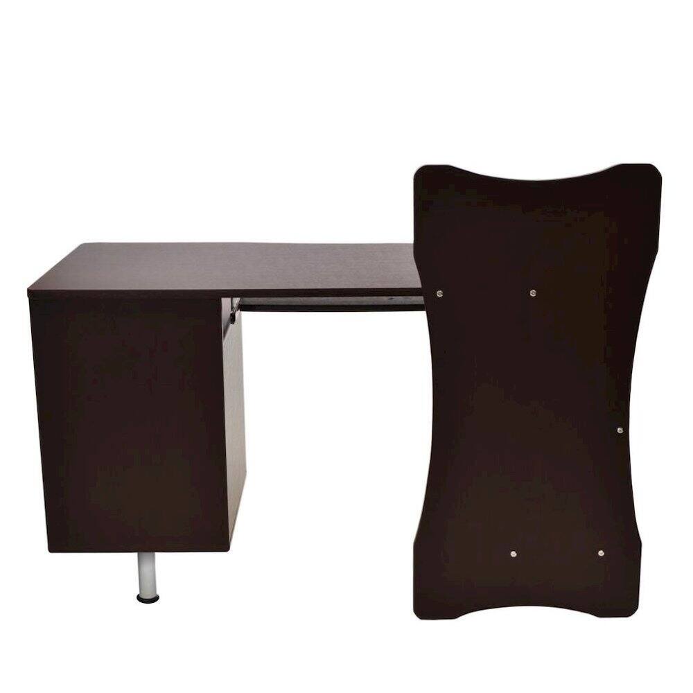 Alt View 1. FurniFact - Chocolate Brown Wood Desk With 2 Drawers - Brown.