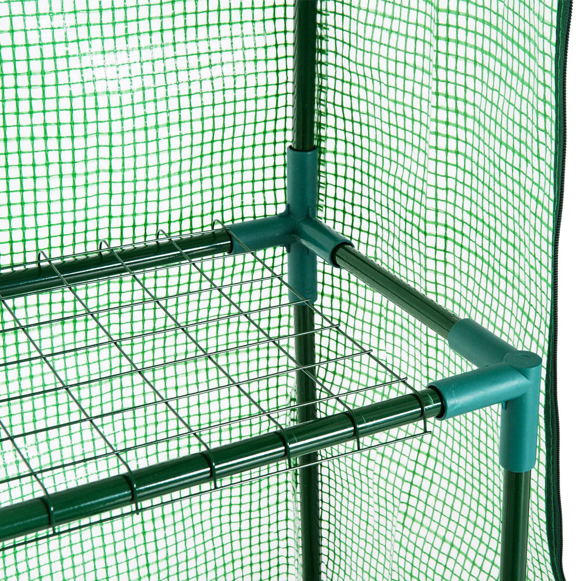 Alt View 7. Outsunny - 5' x 2.5' x 6.5' Mini Walk-in Greenhouse Kit, Portable Green House with 3 Tier Shelves, Roll-Up Door.