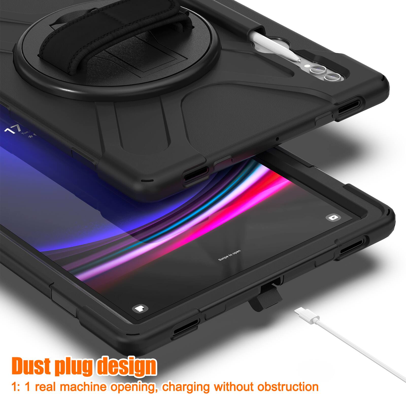 Dust plug design  
1: 1 real machine opening, charging without obstruction