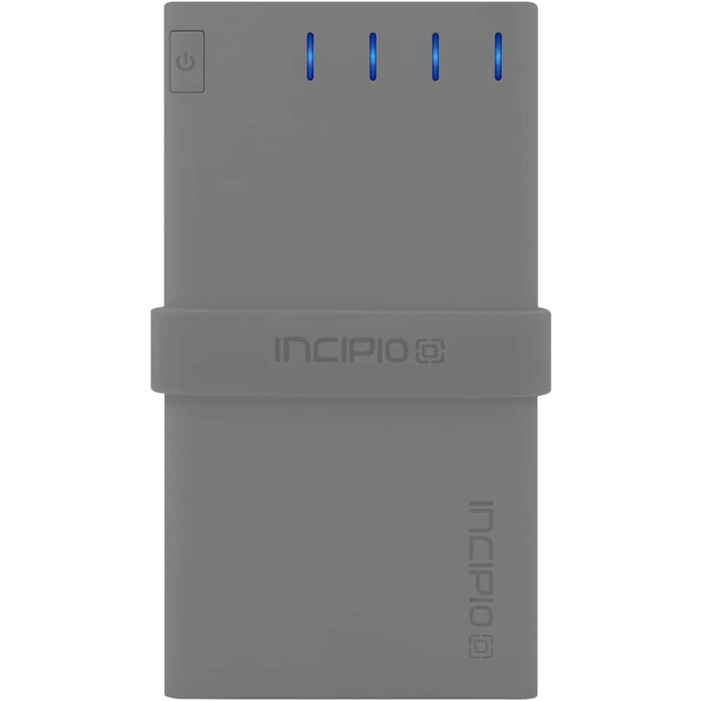 Front. Incipio - offGRID 4000 mAh Portable Charger for Most USB-Enabled Devices - Gray.