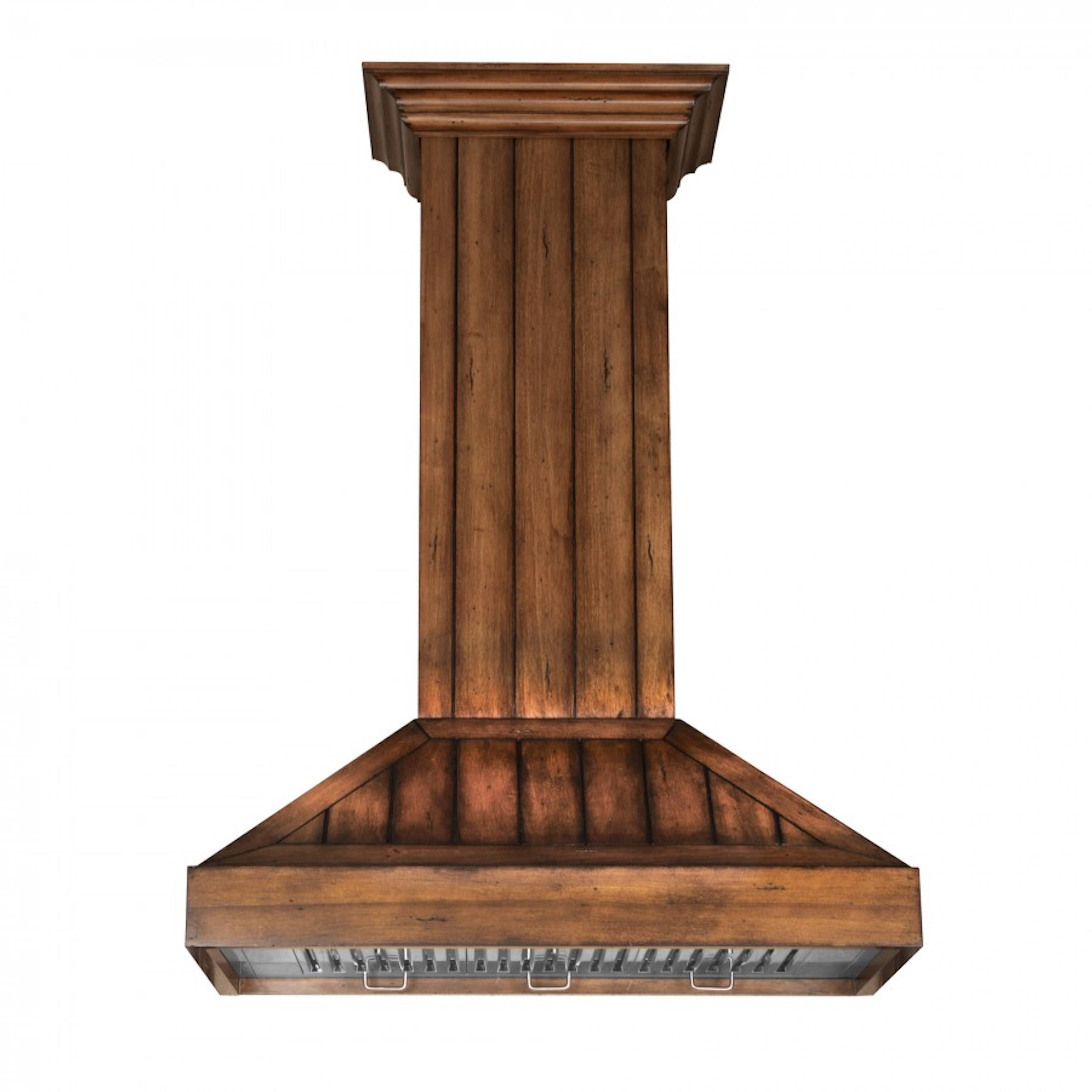 Angle. ZLINE - 30" Wooden Convertible Vent Wall Mount Range Hood - Brown.