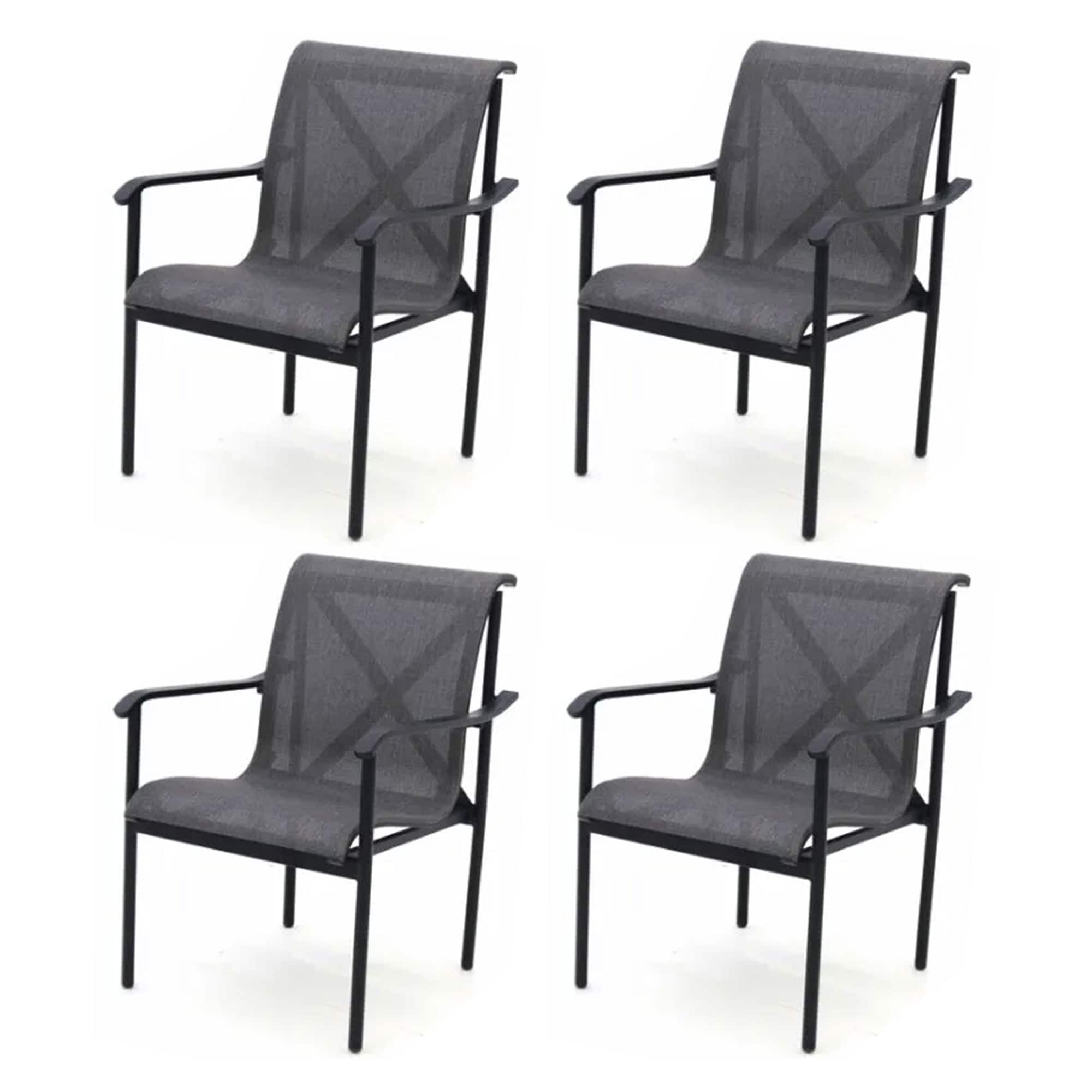 Four Seasons Courtyard - Norwalk Sling Fabric with Aluminum Frame Chair (4 Pack) - Gray price history on PriceWatchPro