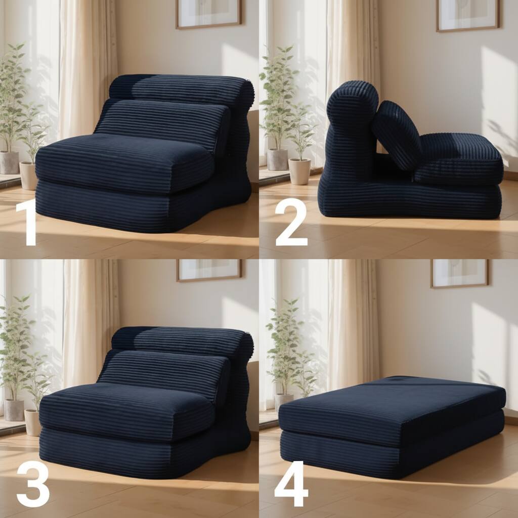 Alt View 2. AOITUN - Folding Sofa Bed Convertible Single Sleeper Chair, Corduroy Fabric Adjustable Lounge Bed for Guest Room - Black.