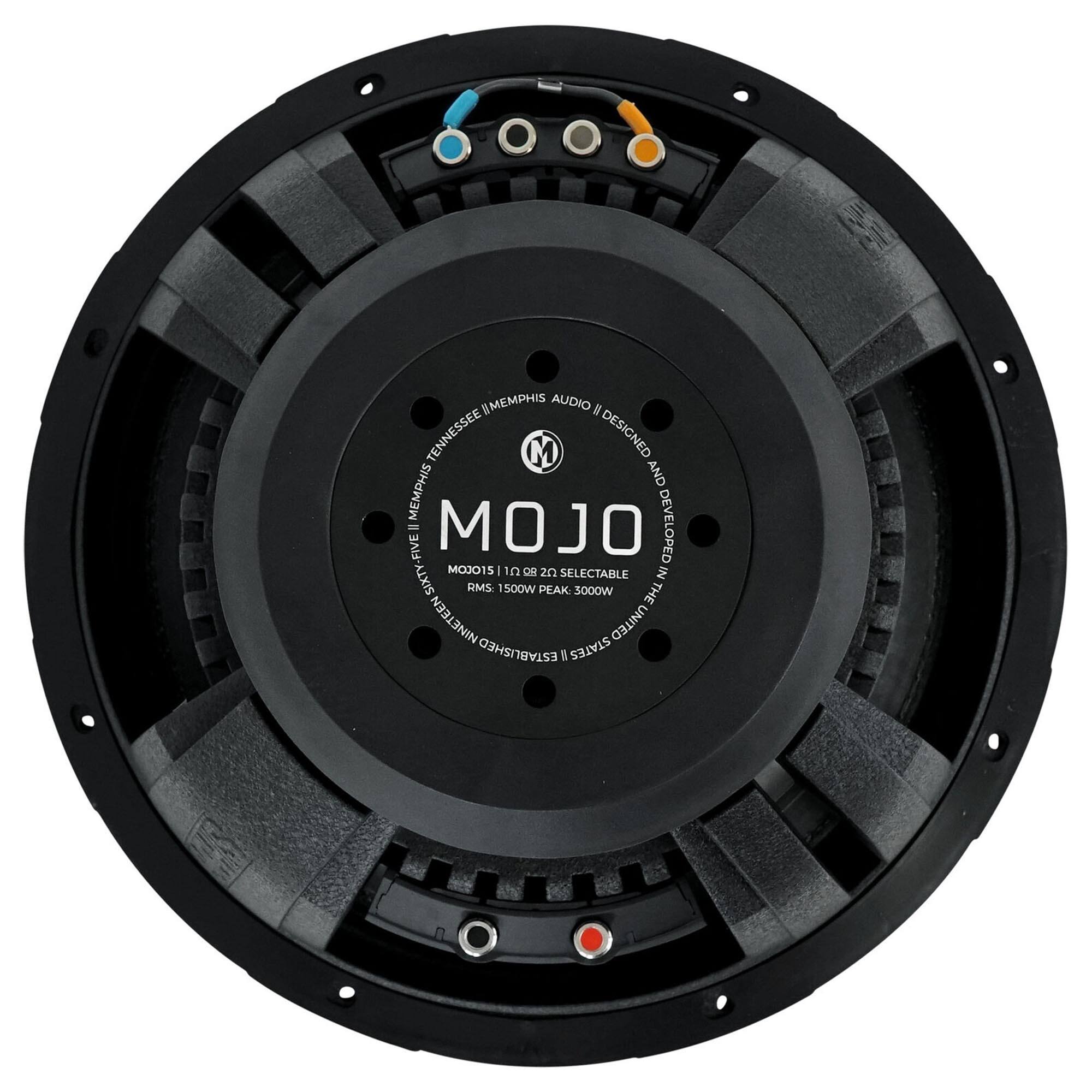 MEMPHIS AUDIO | TENNESSEE  
DESIGNED AND DEVELOPED  
MOJO  
MO0015 | 10" 2Ω SELECTABLE  
RMS: 1500W PEAK: 3000W  
THE NINETEEN UNITED STATES