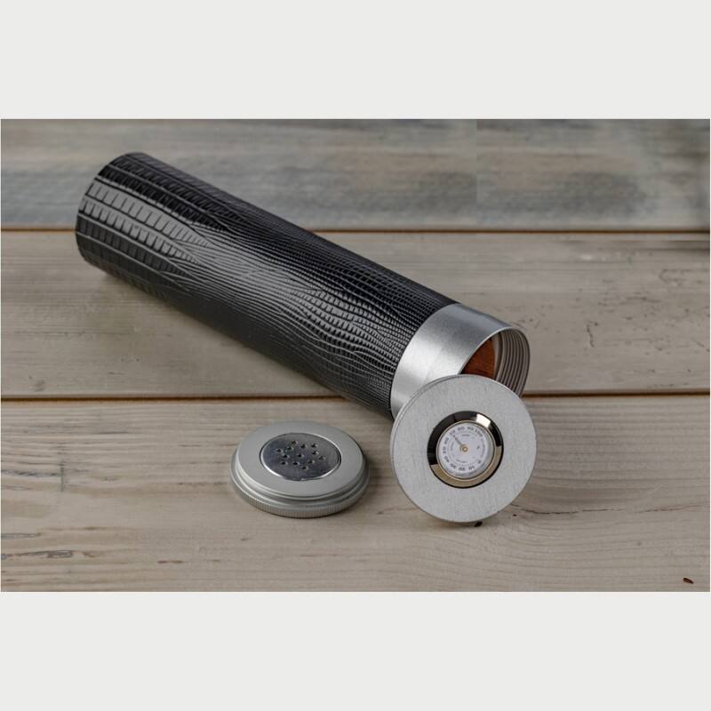 Alt View 1. Prestige - THE GatorBack Black Cigar Humidor Gift Set - Black Gator Skin Design Leather .