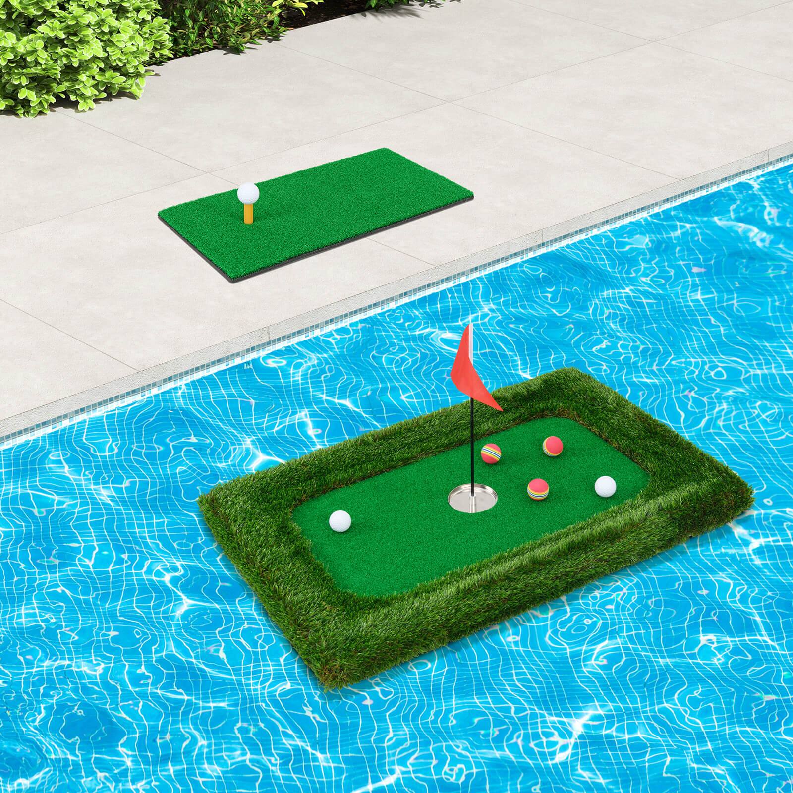 Alt View 1. Costway - Costway Rectangular Floating Golf Green for Pool Includes Golf Hitting Mat 6 Golf Balls - Green.