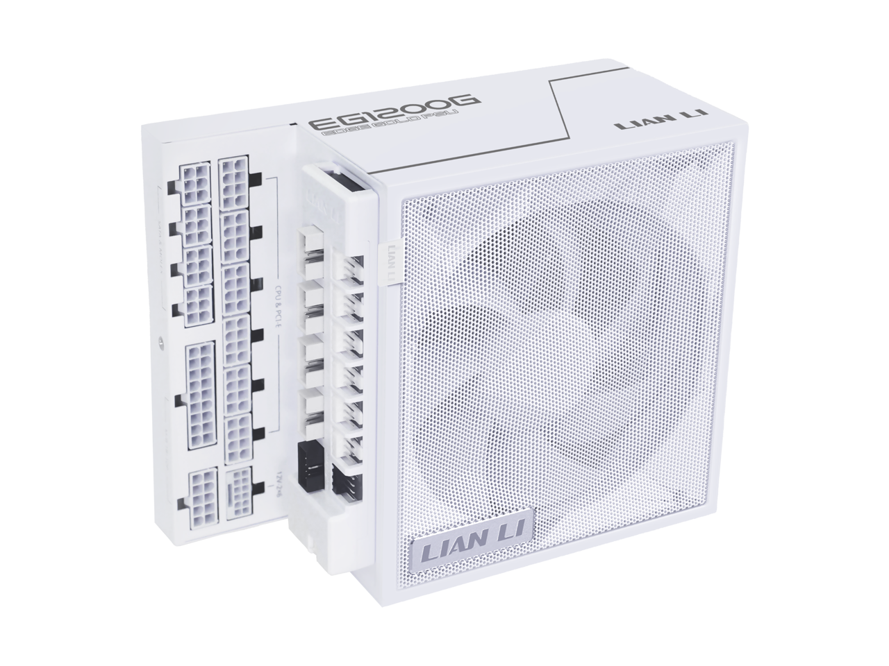 Lian Li - Edge 1200W Full Modular PSU - Gold-ATX 3.1, 120mm FDB Fan, L-Shape, 4 USB - White