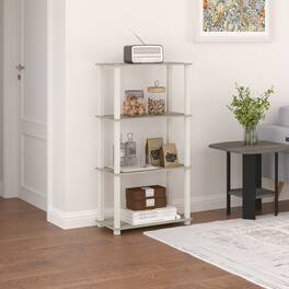 HOMLUX - 4-Tier 43.3" Corner Shelf Open Shelves for Display for Living Room and Office Organization - Sonoma Oak