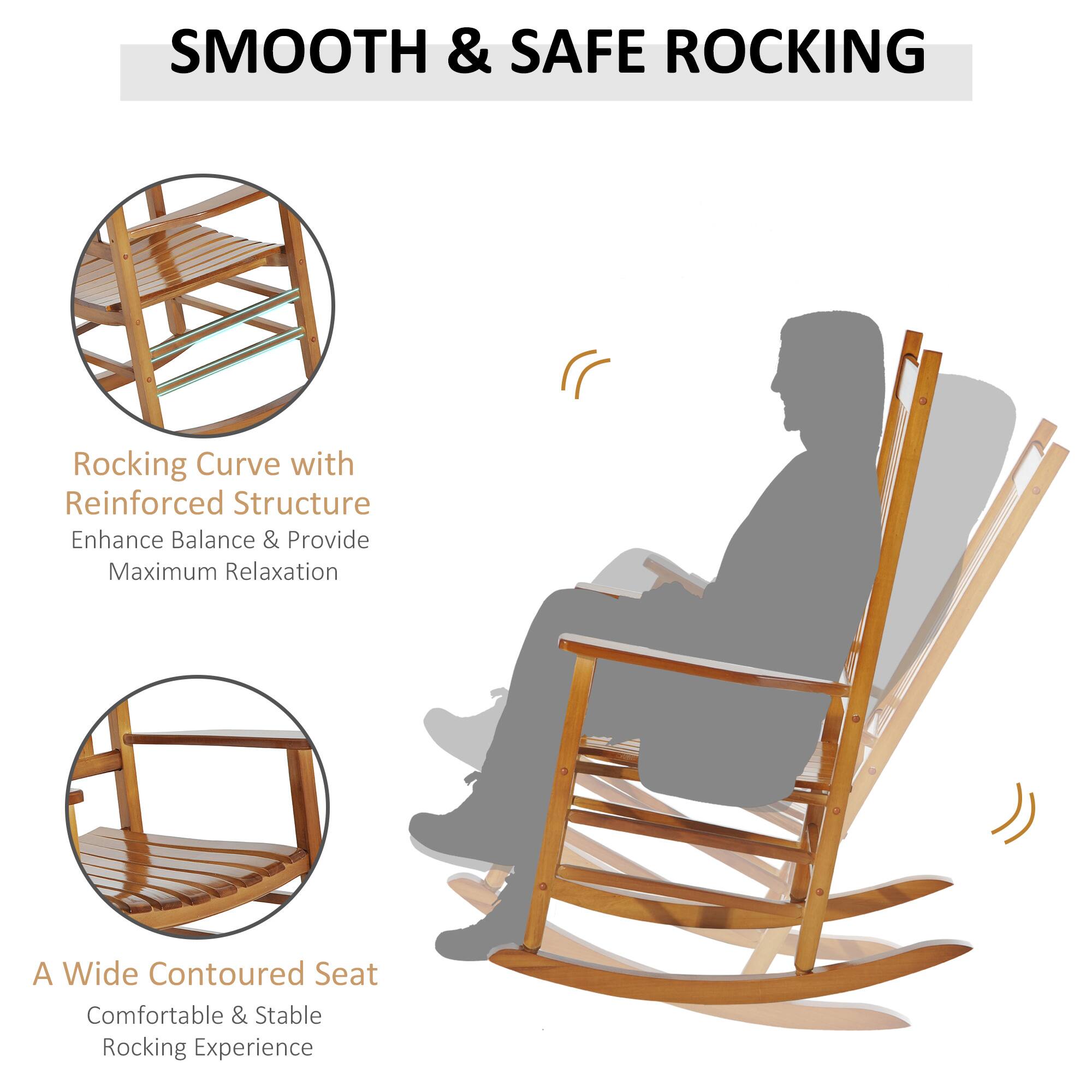 SMOOTH & SAFE ROCKING

Rocking Curve with Reinforced Structure  
Enhance Balance & Provide Maximum Relaxation

A Wide Contoured Seat  
Comfortable & Stable Rocking Experience