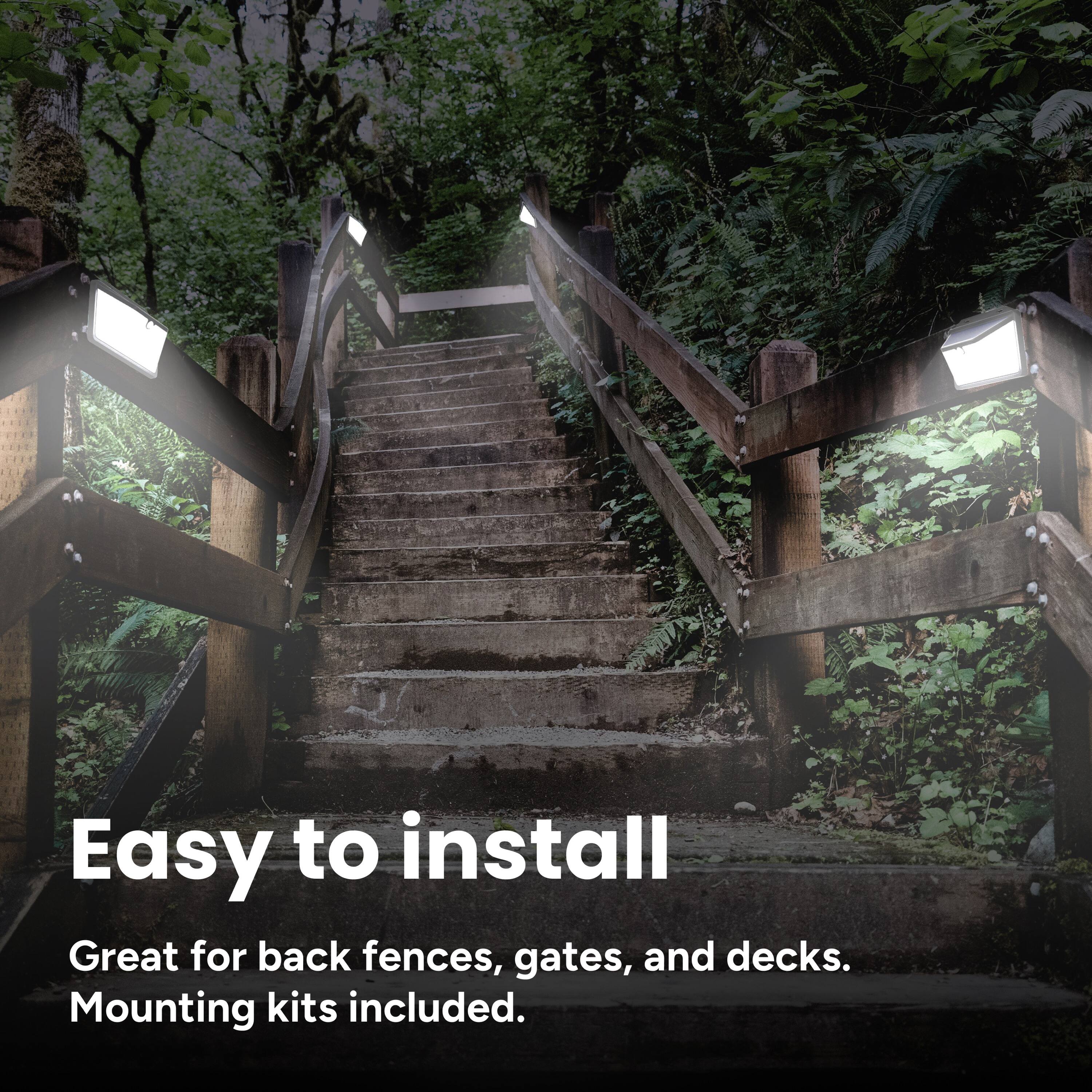 Easy to install
Great for back fences, gates, and decks.
Mounting kits included.
