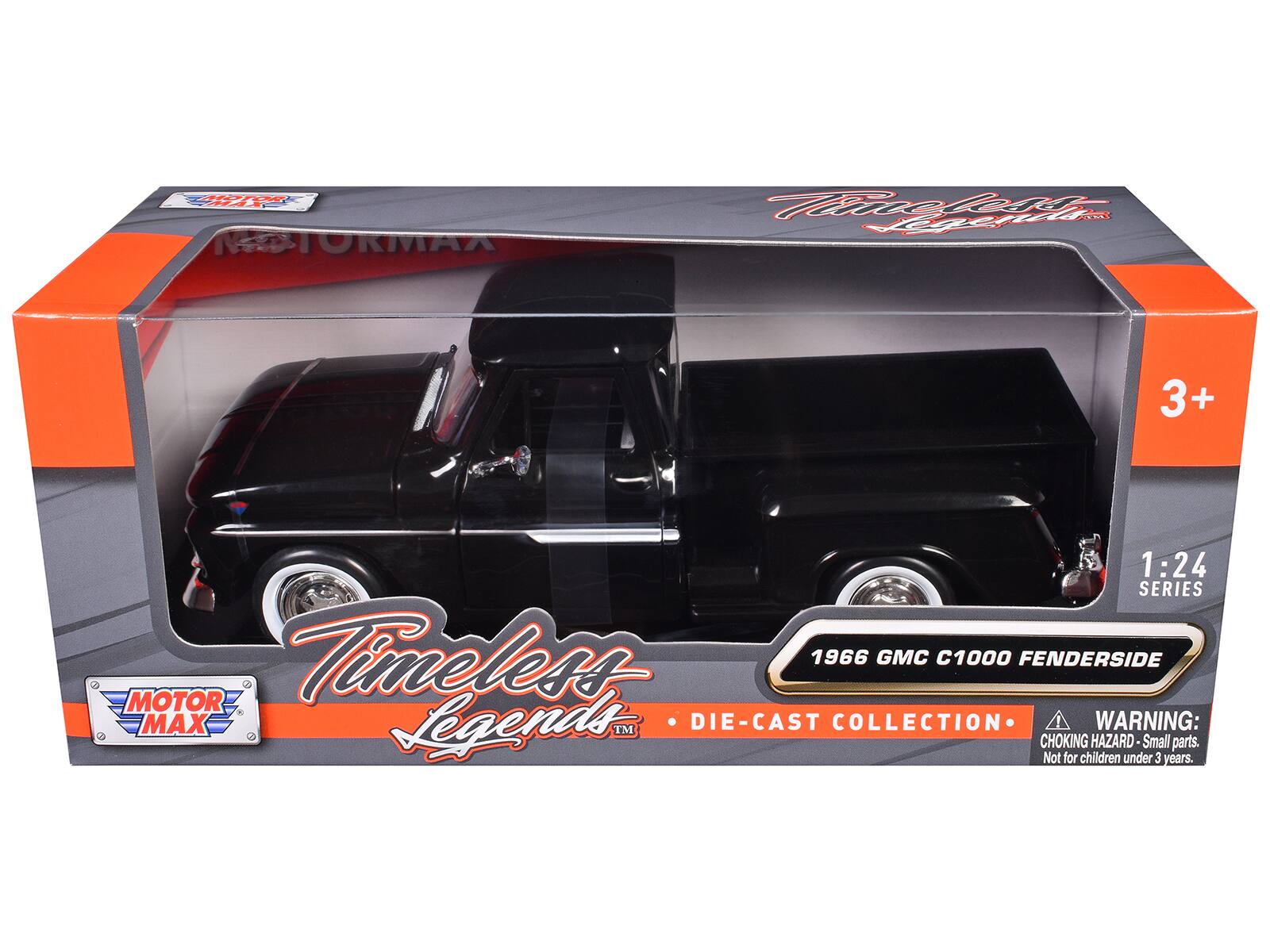 Tameless Legends™ 1966 GMC C1000 FENDERSIDE MOTOR MAX DIE-CAST COLLECTION  
1:24 SERIES  
WARNING: CHOKING HAZARD - Small parts. Not for children under 3 years.