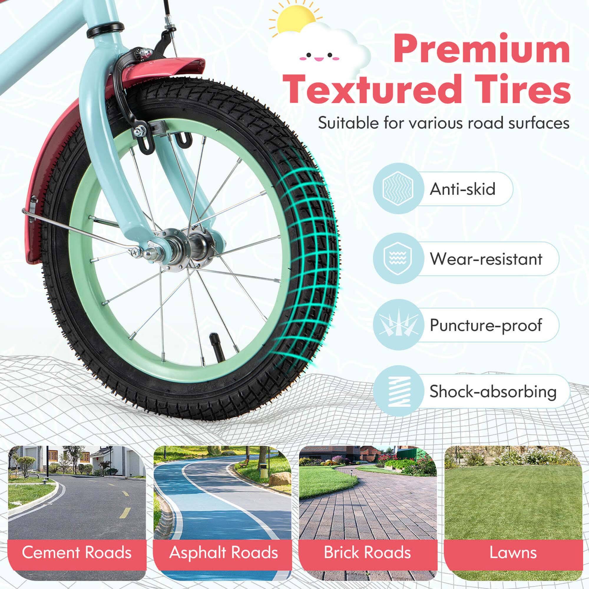 Premium Textured Tires  
Suitable for various road surfaces  

- Anti-skid  
- Wear-resistant  
- Puncture-proof  
- Shock-absorbing  

Cement Roads  
Asphalt Roads  
Brick Roads  
Lawns