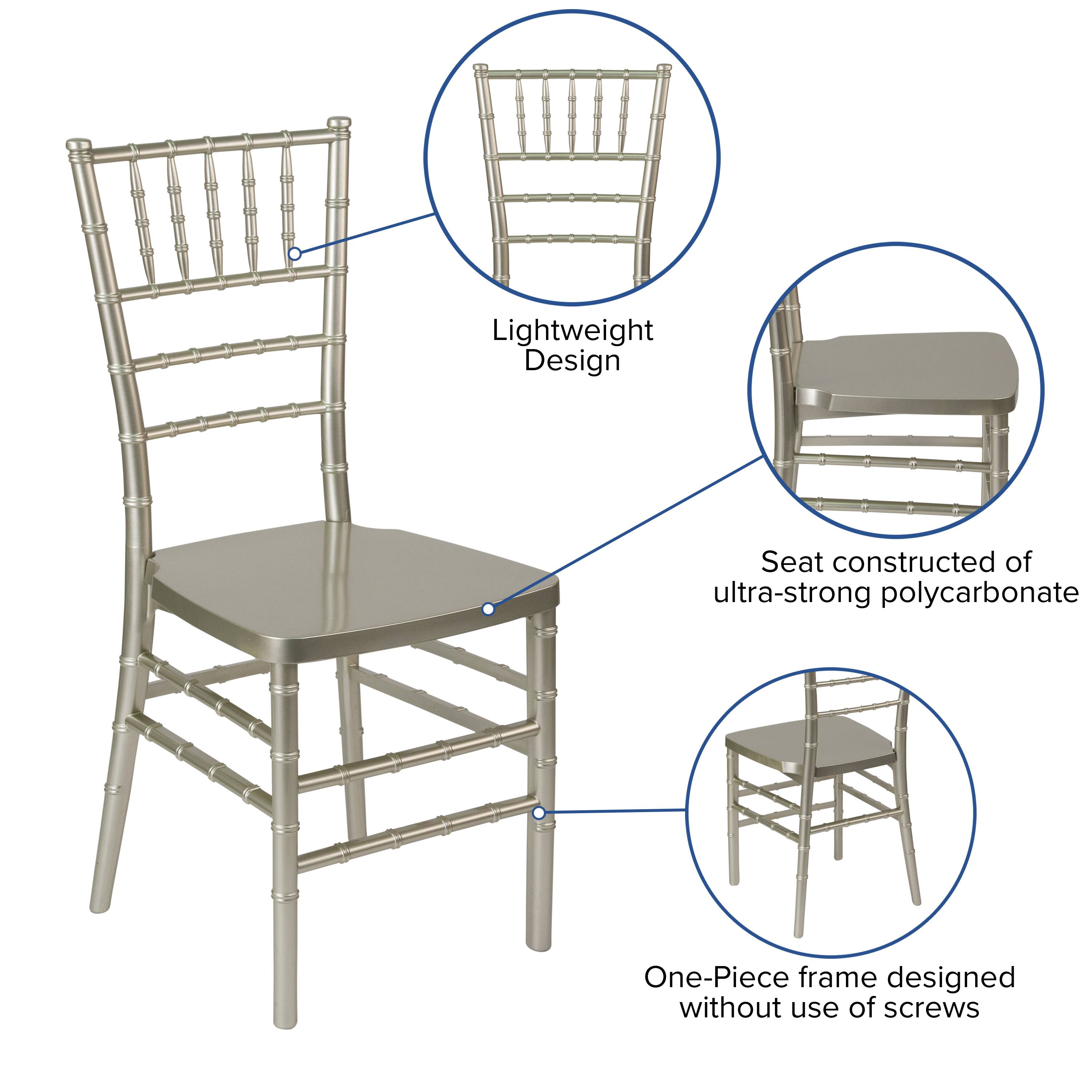 Lightweight Design  
Seat constructed of ultra-strong polycarbonate  
One-Piece frame designed without use of screws
