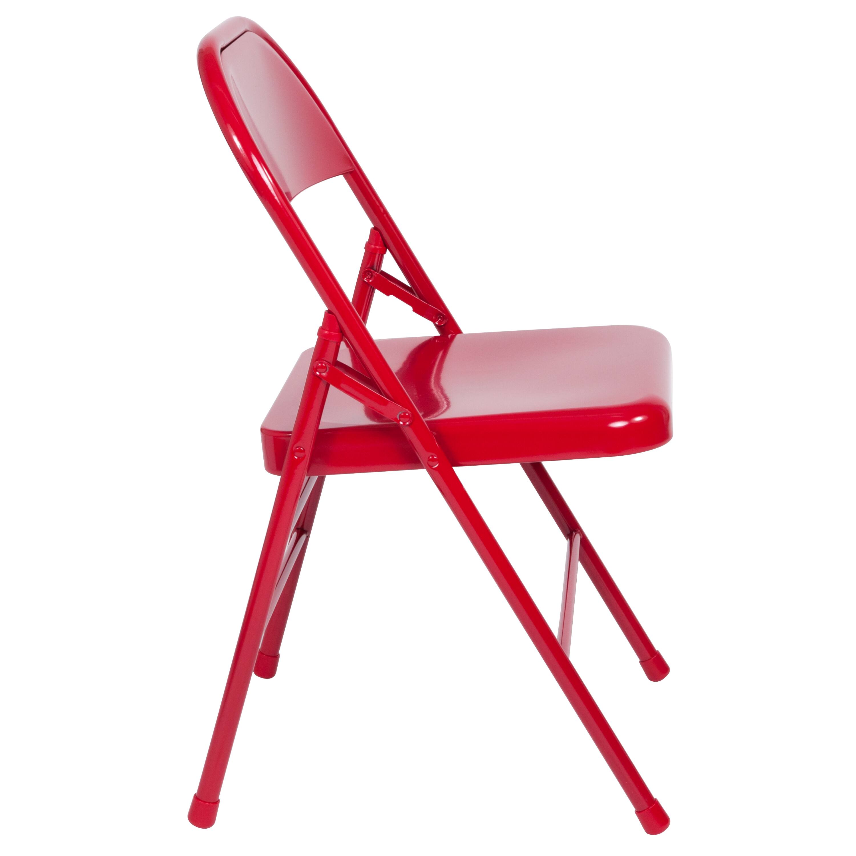 Alt View 7. Emma + Oliver - 2 Pack Home & Office Portable Party Events Steel Metal Folding Chair - Red.