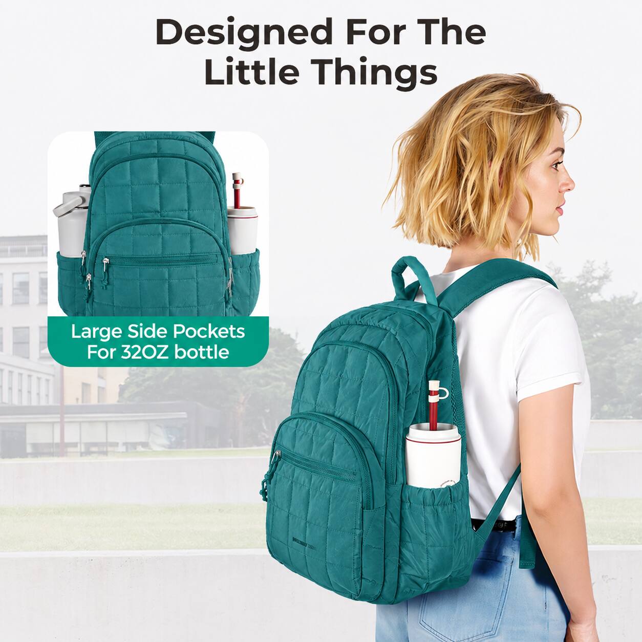 Designed For The Little Things

Large Side Pockets For 32OZ bottle