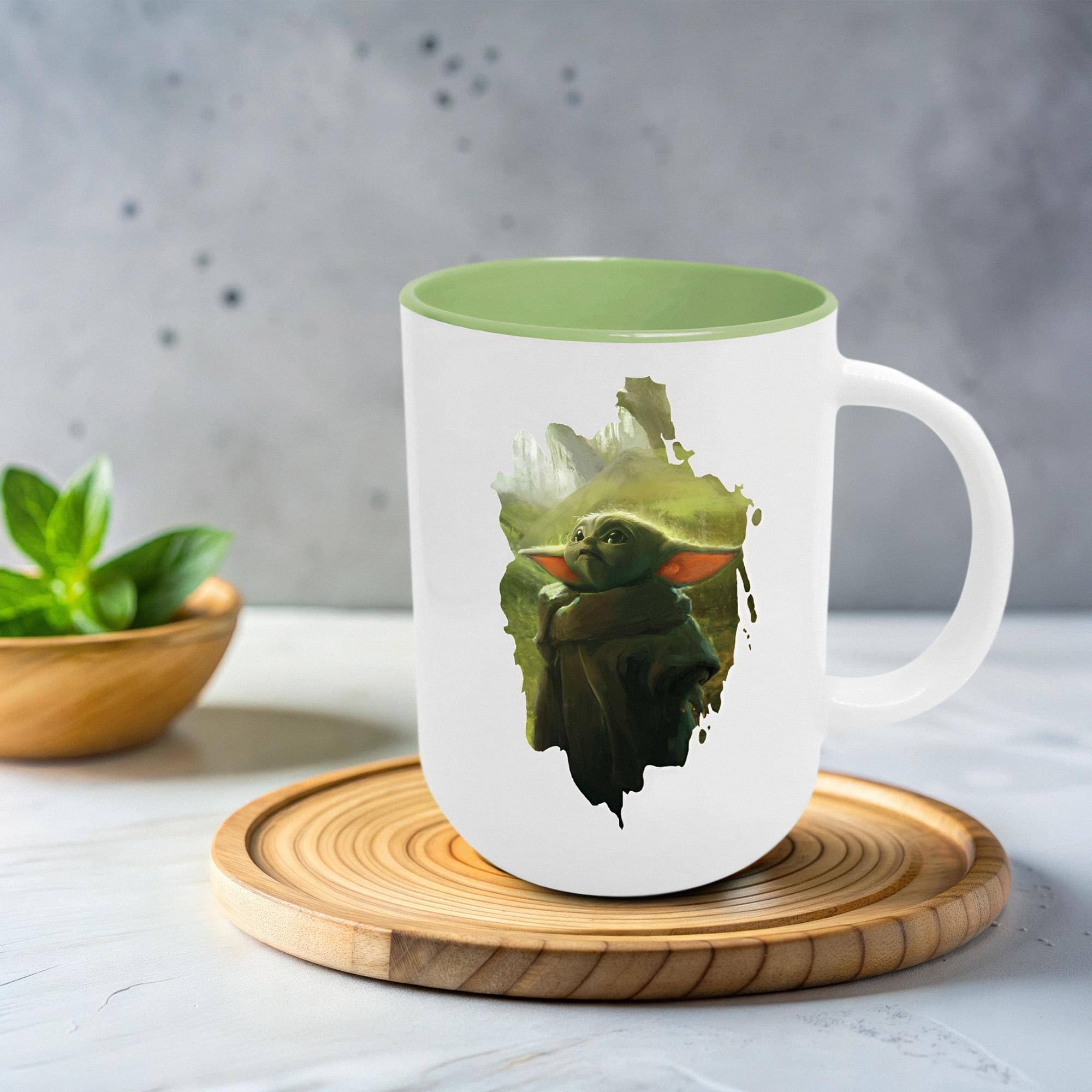 Alt View 10. Star Wars - Star Wars Grogu Brush Badge 16oz Cappucino Mug - White.