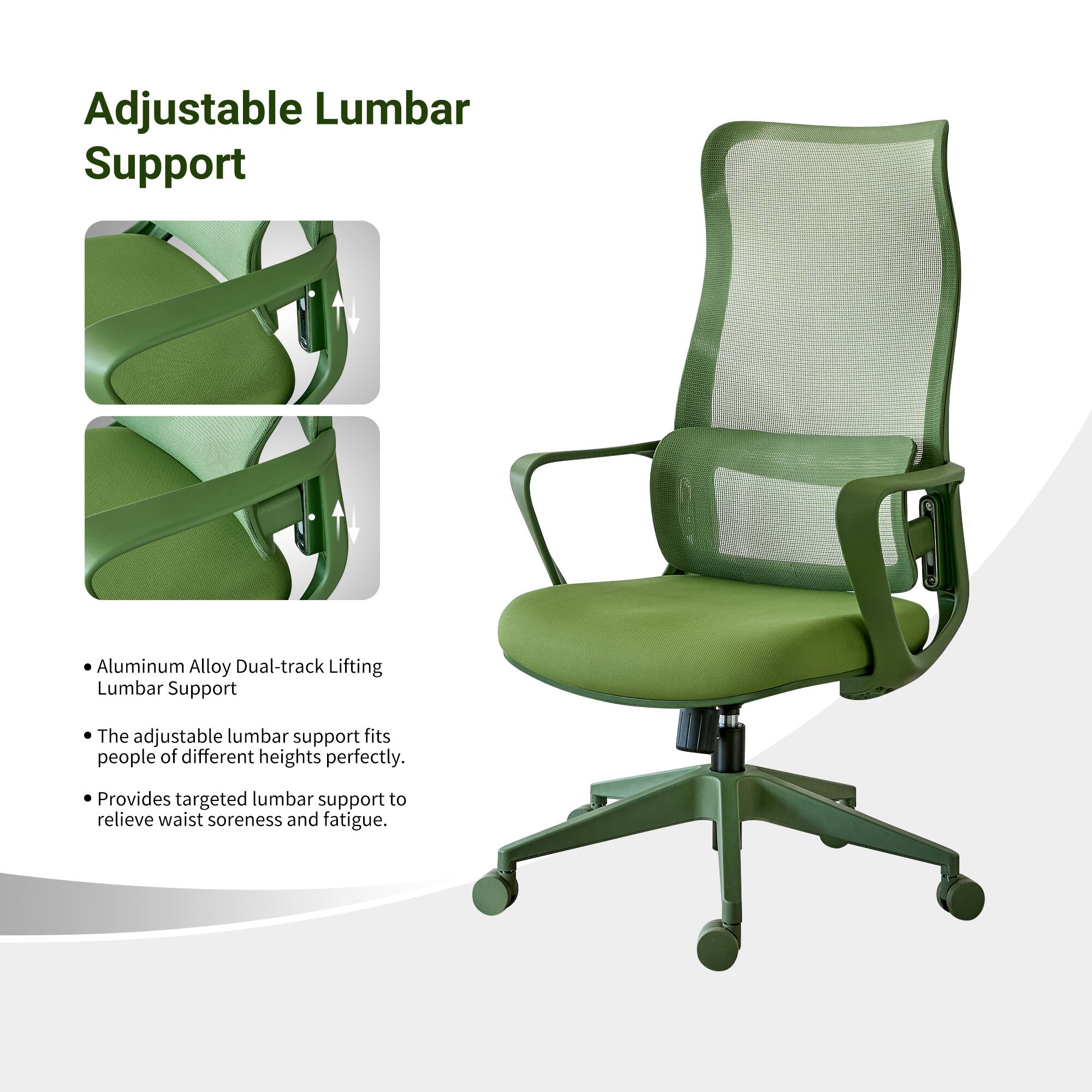Adjustable Lumbar Support Aluminum Alloy Dual-track Lifting Lumbar Support

- The adjustable lumbar support fits people of different heights perfectly.
- Provides targeted lumbar support to relieve waist soreness and fatigue.