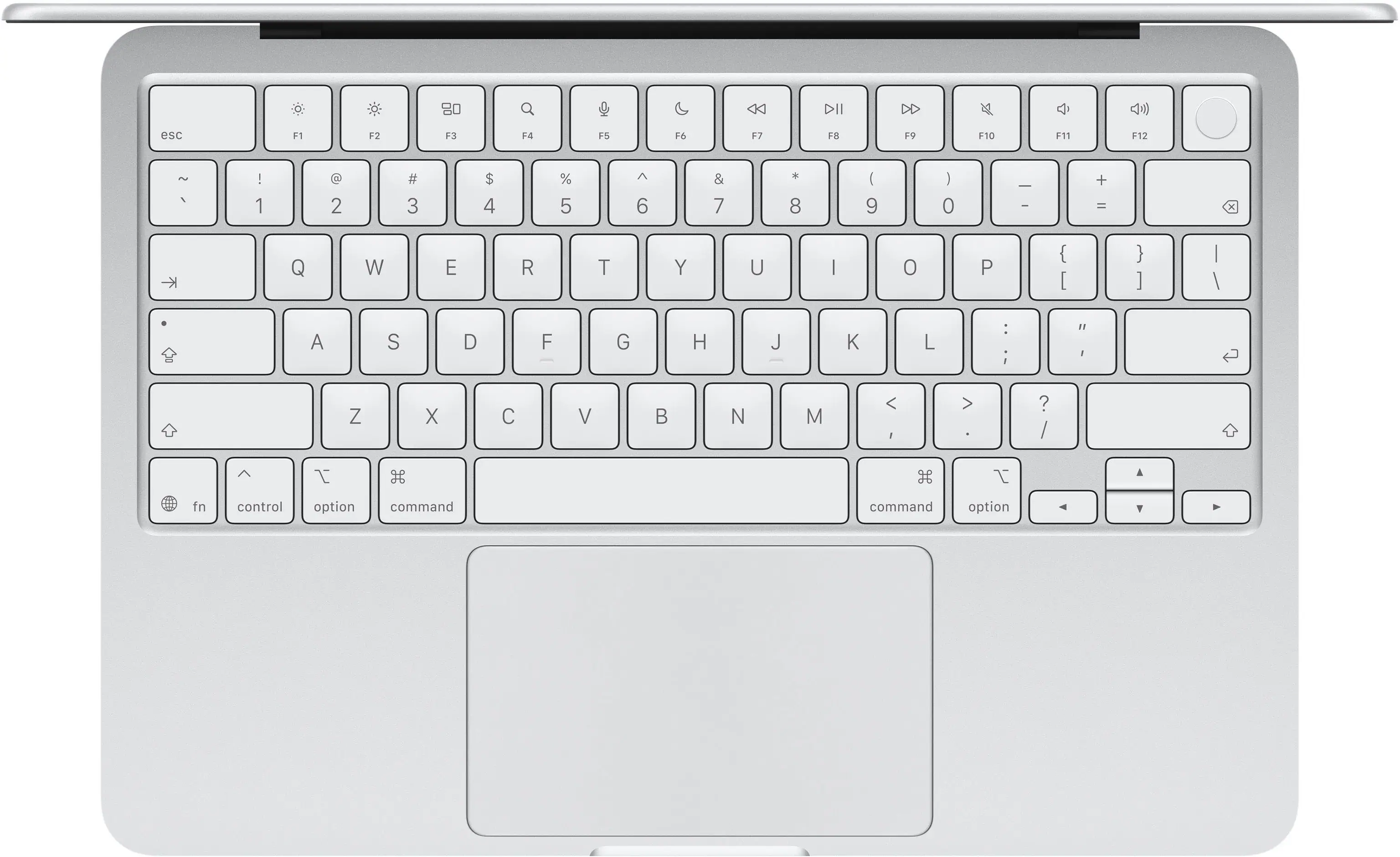 DD DII DD x <) esc F1 F2 F3 F4 F5 F6 F7 FB F9 F10 F11 F12 ~ % ! 1 @ 2 # 3 $ 4 % 5 6 & 7 * 8 ( 9 ) 0 - I + - x Q W E R T Y U I O P { [ } ] | / A S D F G H J K L : ; 1 1 Z X C V B N M < 1 > - ? / I H H I A fn control option command command option 4 Y Y