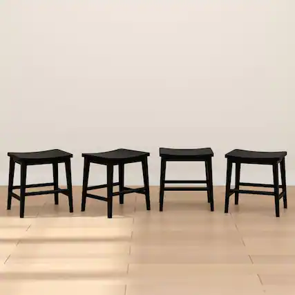 Front. Plank+Beam - Smythe Stool Chair Height, (18in) - 4 pack, Black - Black.