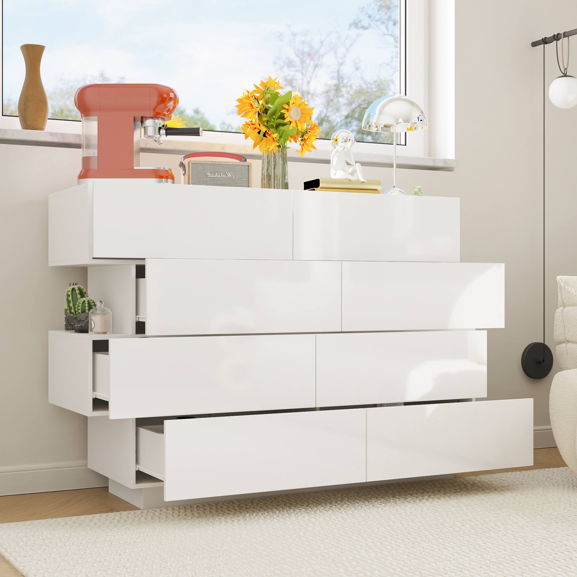 Alt View 7. FUFU & GAGA - FUFU&GAGA Staggered Storage Chest: Modern Minimalist Organizer - White.