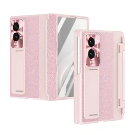 Dteck - Rugged Case for Samsung Galaxy Z Fold8 with Screen Protector & Stand, Shockproof Hard PC Cover with Hinge Protection - Pink