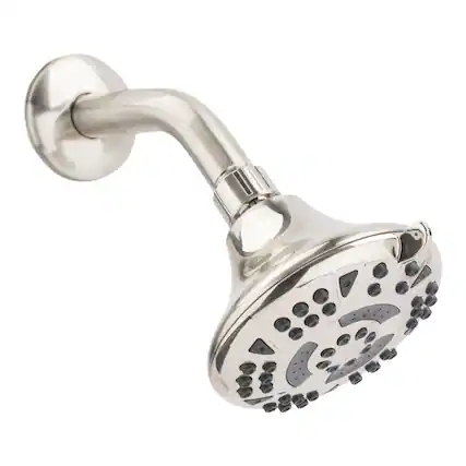 Front. OAKBROOK - OakBrook Brushed Nickel PVC 5 settings Wallmount Showerhead 1.8 gpm - Silver.