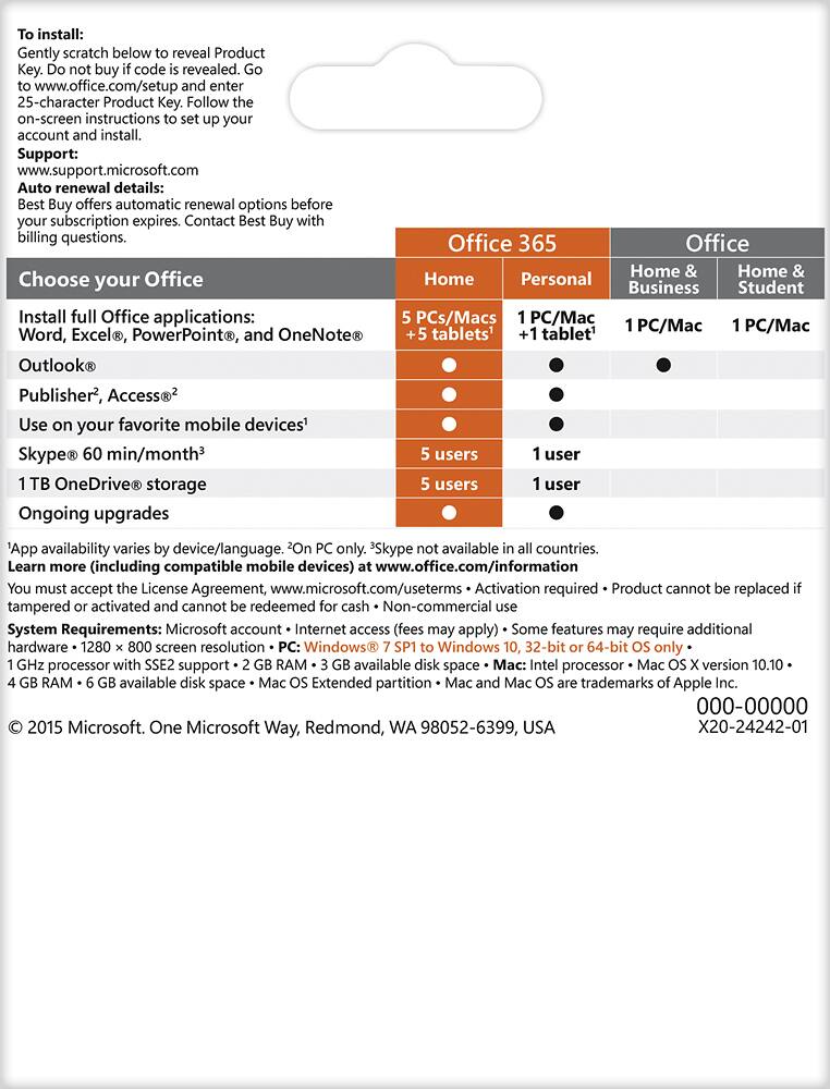 Customer Reviews: Microsoft Office 365 Home (5-PCs or Macs + 5-iPads or  Select Windows Tablets) (1 Year Subscription) 6GQ-00477 - Best Buy