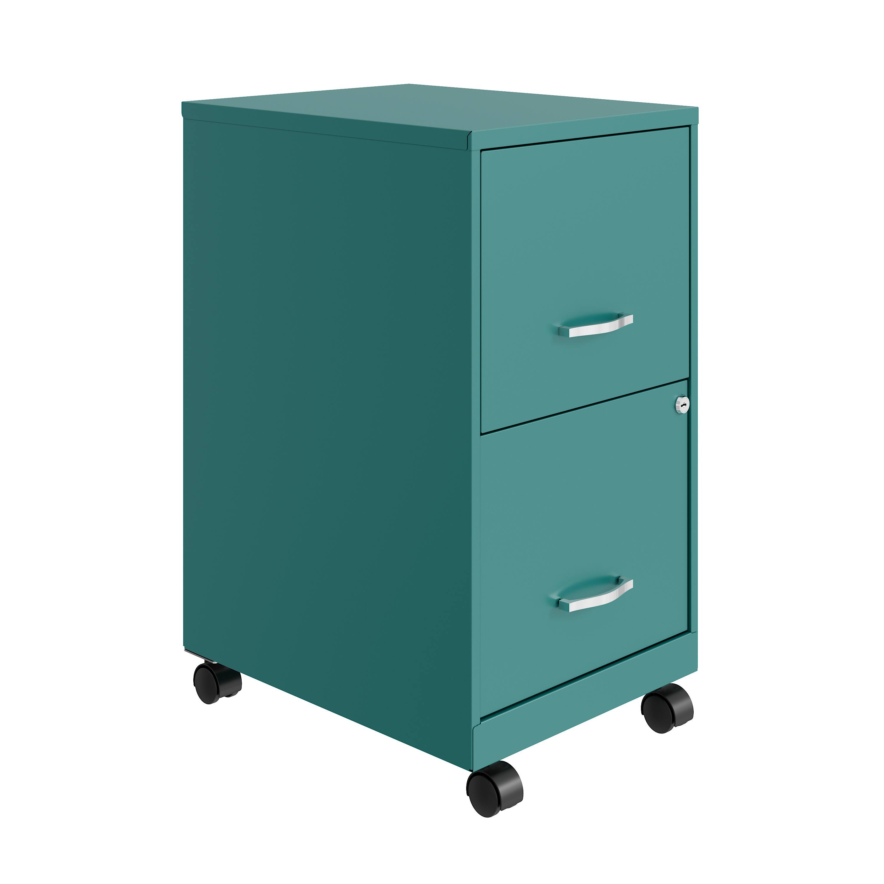 Front. Space Solutions - Space Solutions 18" Deep 2 Drawer Mobile Letter Width Vertical File Cabinet, Teal - Teal.