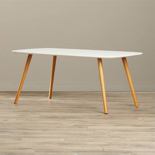 Back. SlickBlue - Sleek Mid-Century Coffee Table with Solid Wood Support - White.