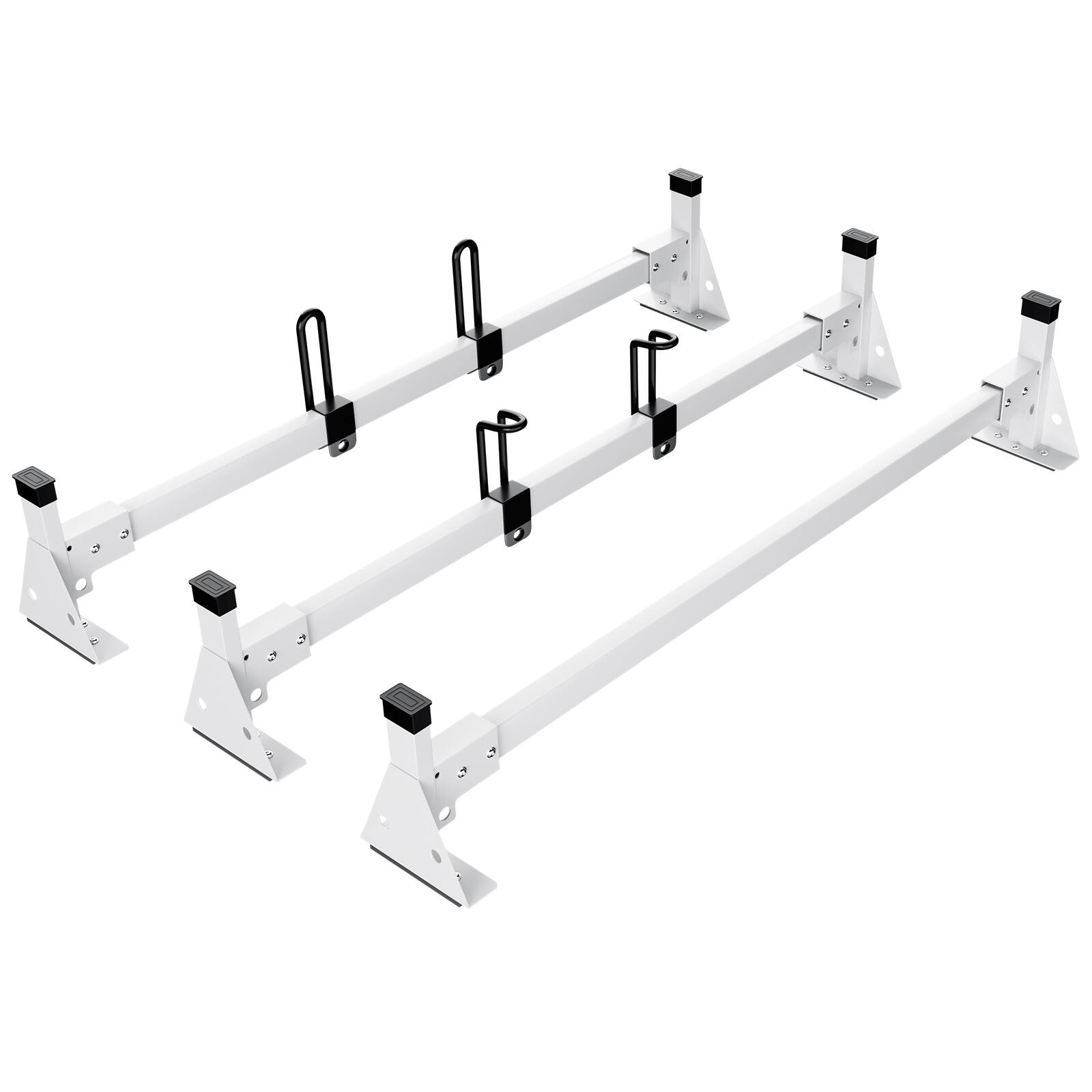 Alt View 5. VEVOR - Trailer Ladder Rack, 54" 3 Crossbars Ladder Roof Rack, Heavy-duty Steel Van Roof Ladder Rack, 800 lbs Capacity Van - White.