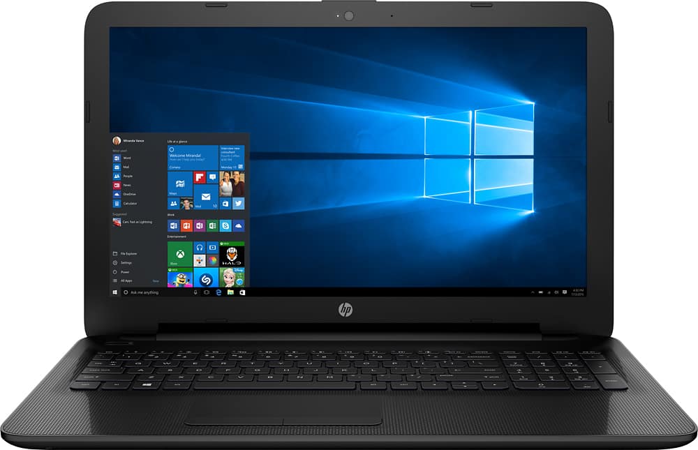 Front. HP - 15.6" Laptop - Intel Core i3 - 4GB Memory - 1TB Hard Drive - HP textured diamond pattern in black.