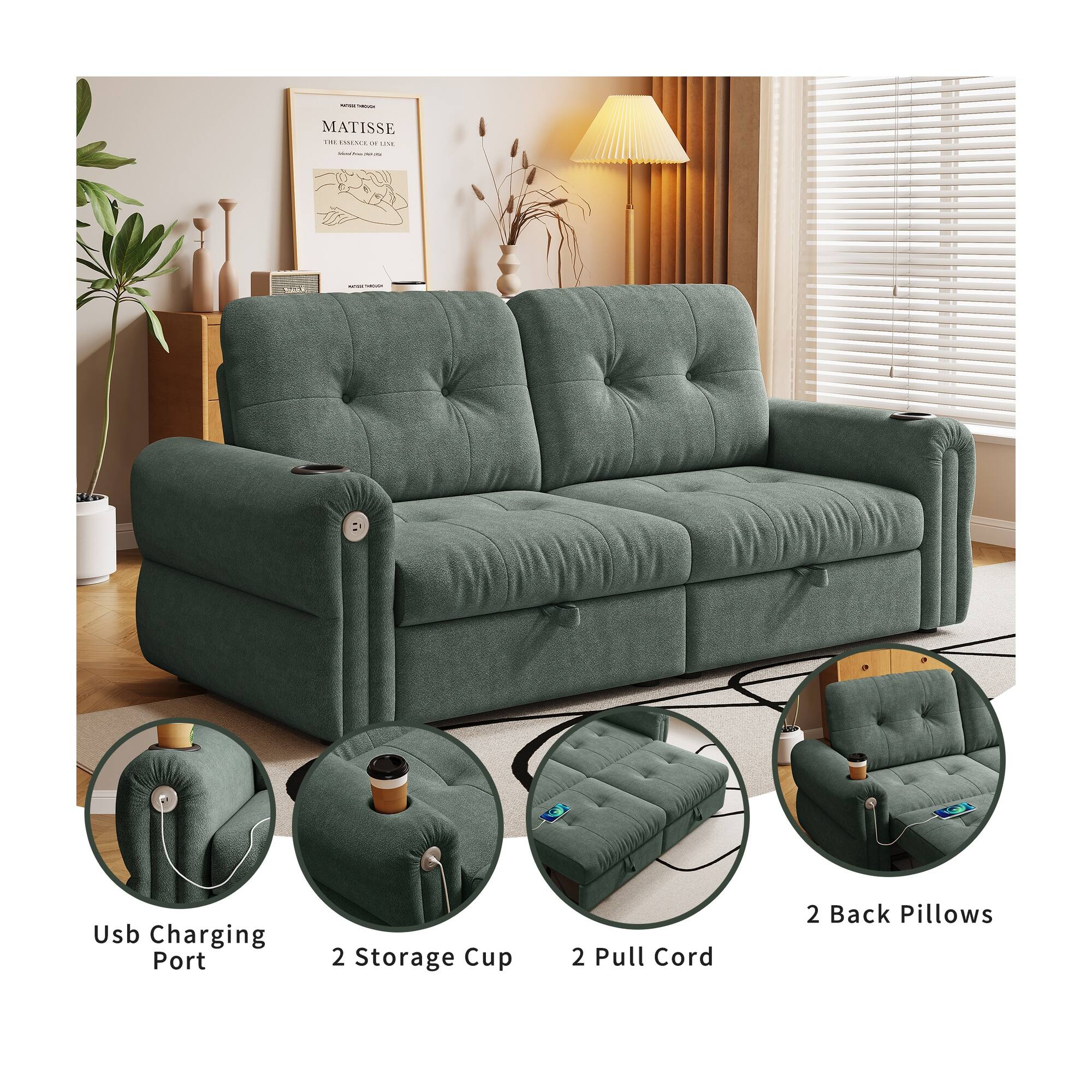 I - MATISSE F ... - - : | Usb Charging Port 2 Storage Cup 2 Pull Cord 2 Back Pillows