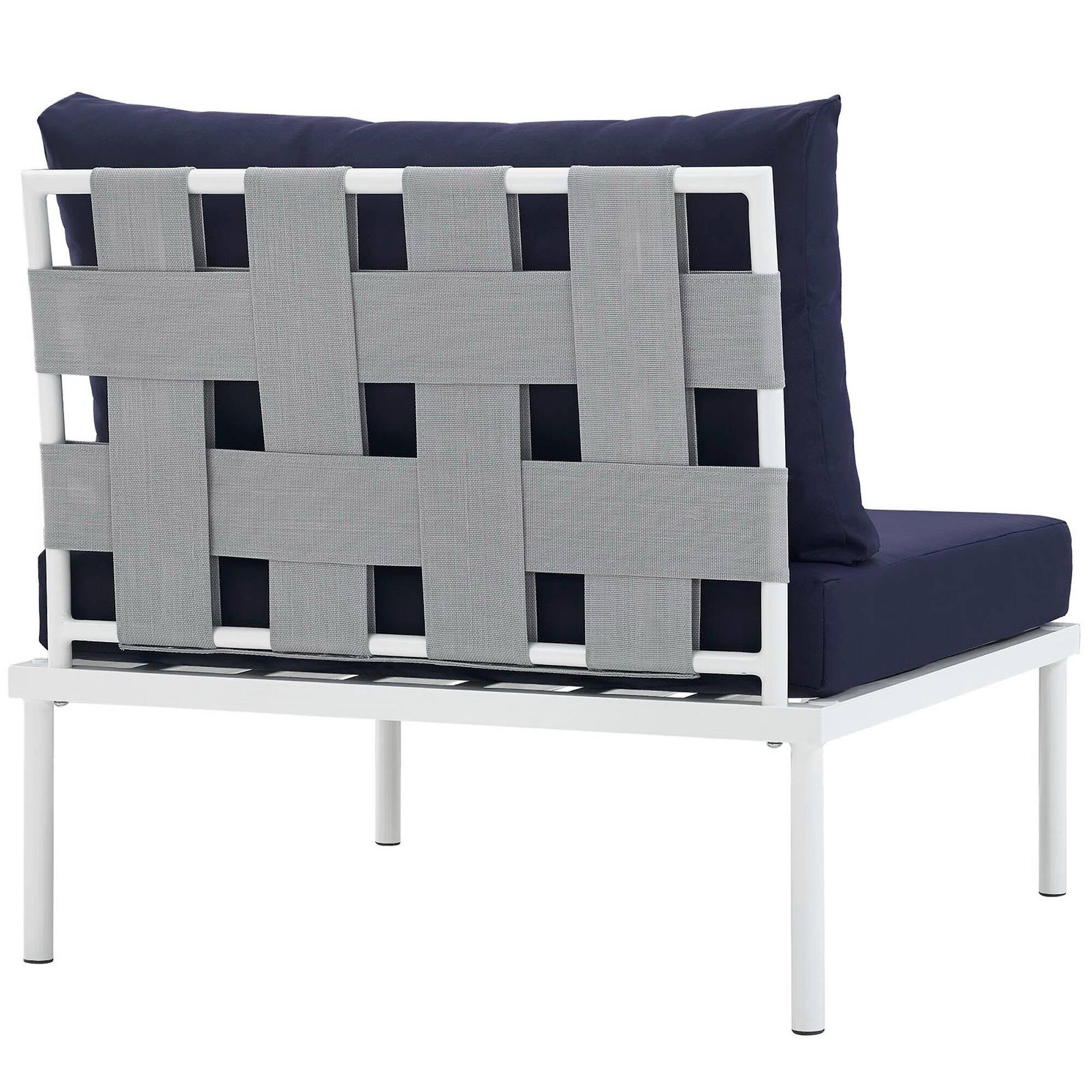 Back. Modway - Harmony Armless Outdoor Patio Aluminum Chair by Modway - White Navy.