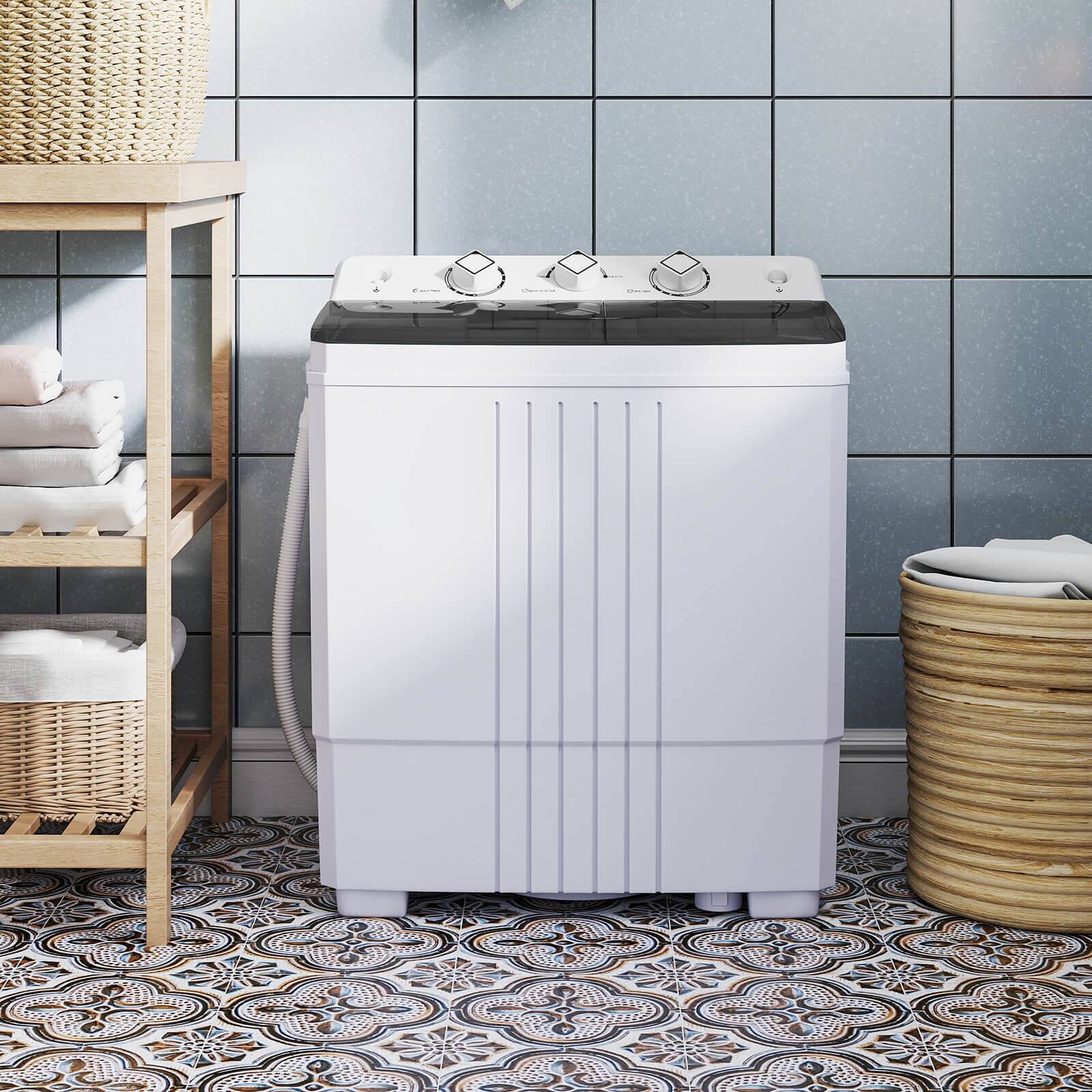 Alt View 3. Costway - Costway 20lbs Compact Mini Portable Twin Tub Washing Machine Washer Spain Spinner - Black.