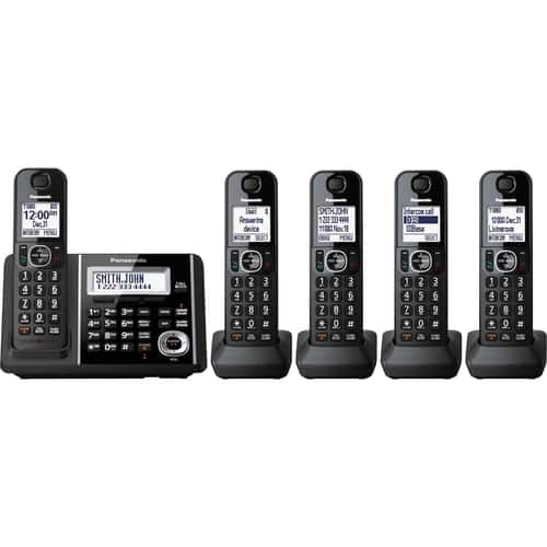 Panasonic - KX-TGF345B DECT 6.0 Expandable Cordless Phone System with Digital Answering System - Black-Angle_Standard 