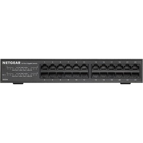 Netgear 24 Port 10 100 1000 Mbps Gigabit Unmanaged Switch Black Gs324 100nas Best Buy