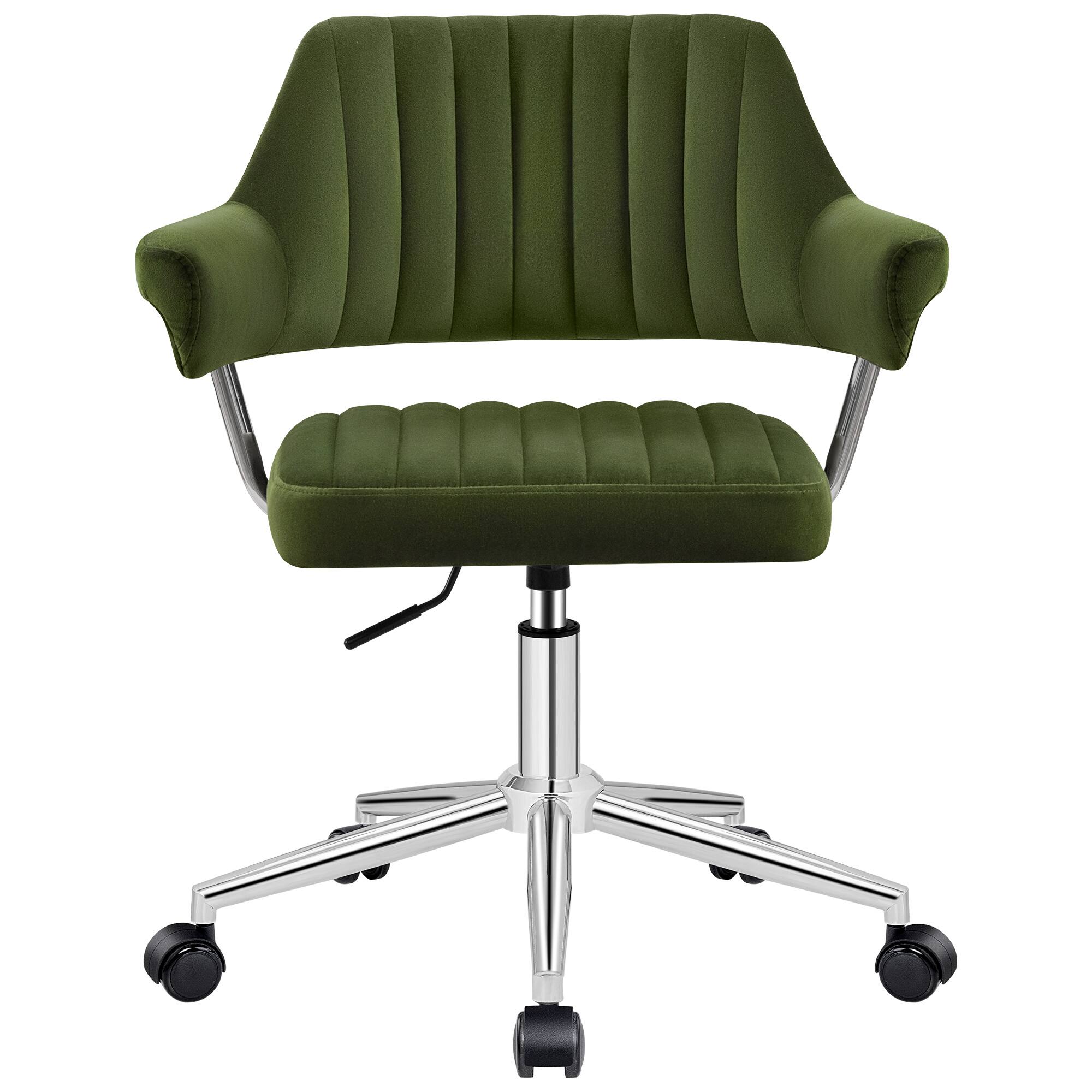 Angle. Brick Attic - Home Office Chair Velvet Swivel Desk Chair  Vanity Rolling Adjustable Task Chair for Dresser Bedroom Living Room - Green.