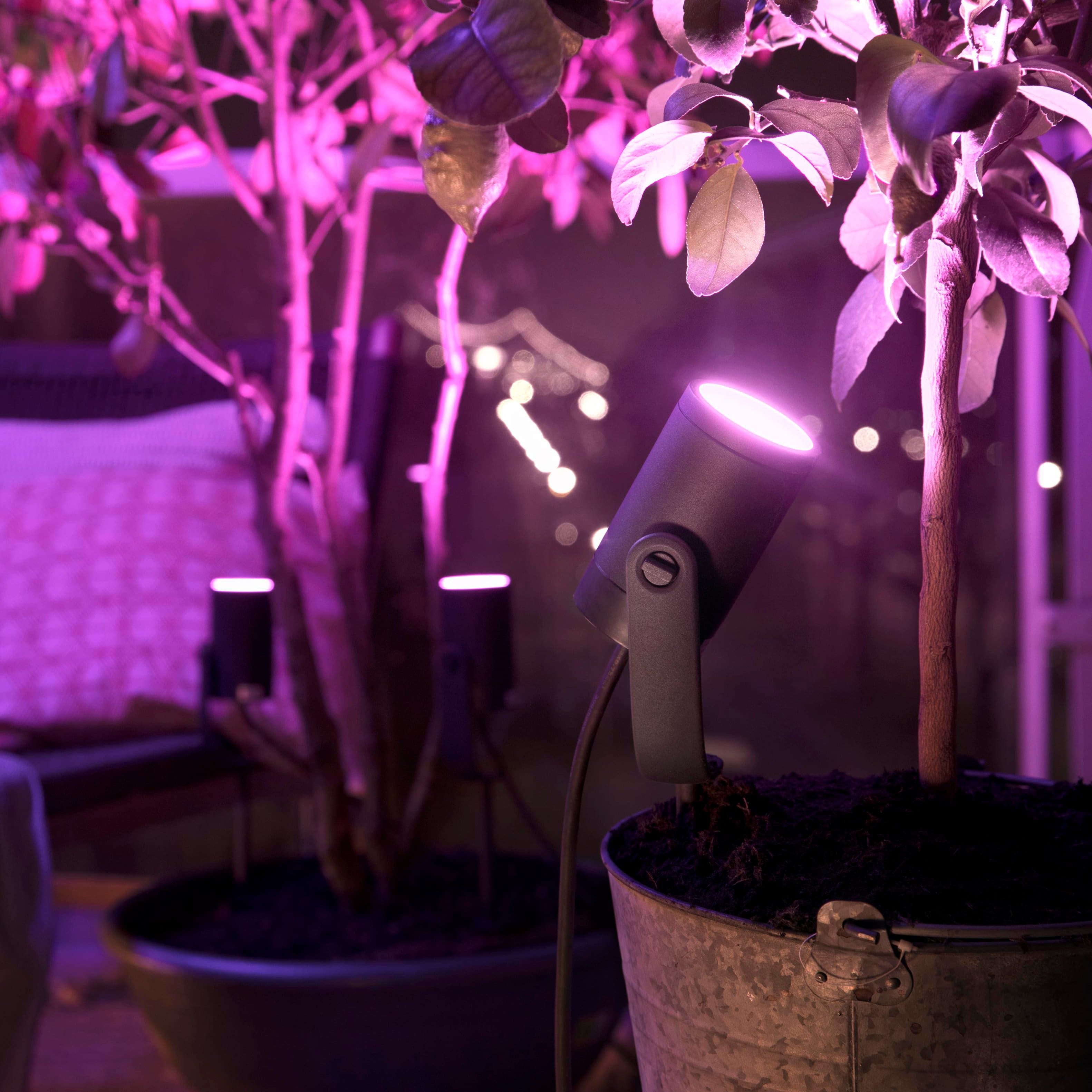Alt View 18. Philips - Hue Lily Outdoor Spotlight Basekit (3-pack) - White and Color Ambiance.