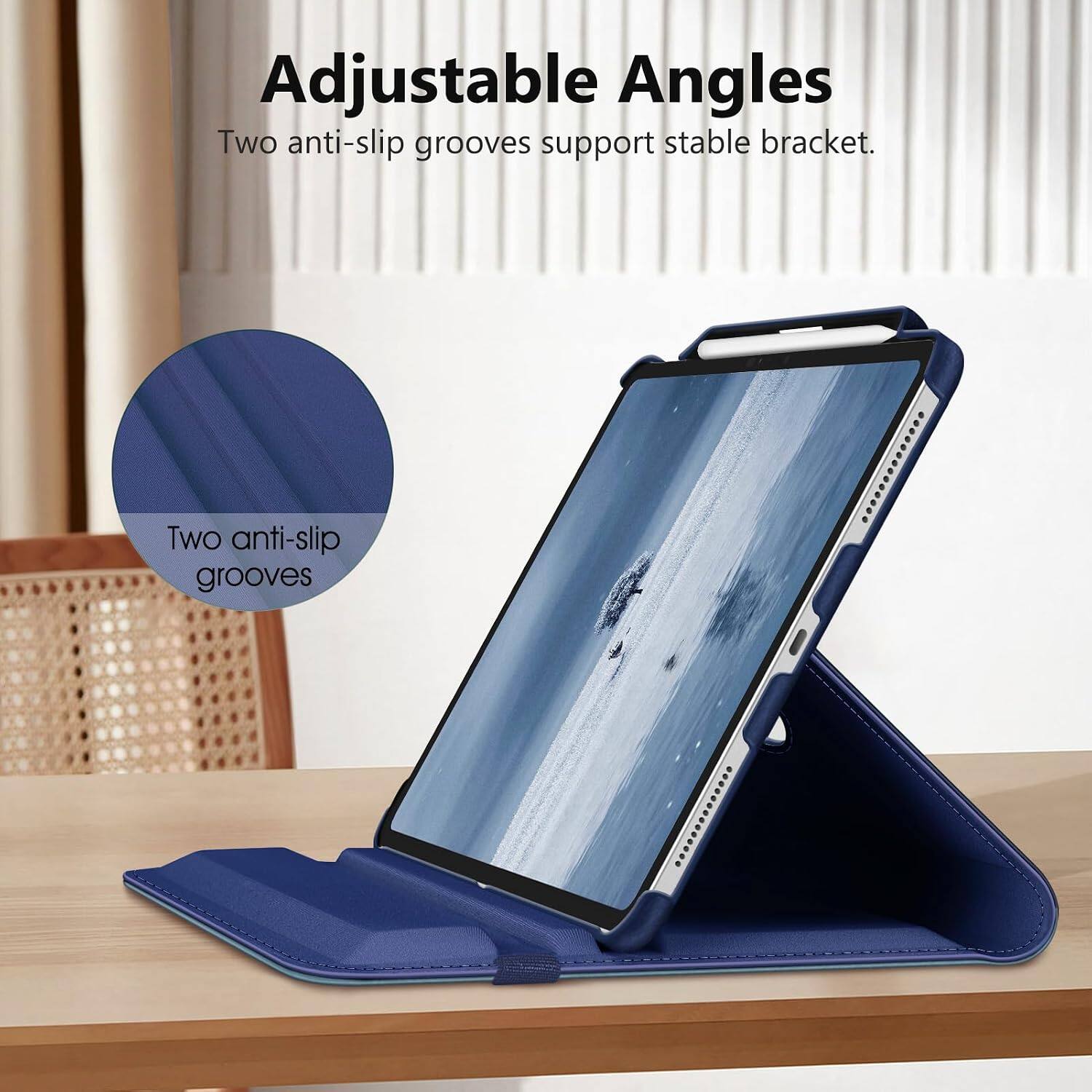 Adjustable Angles  
Two anti-slip grooves support stable bracket.  
Two anti-slip grooves