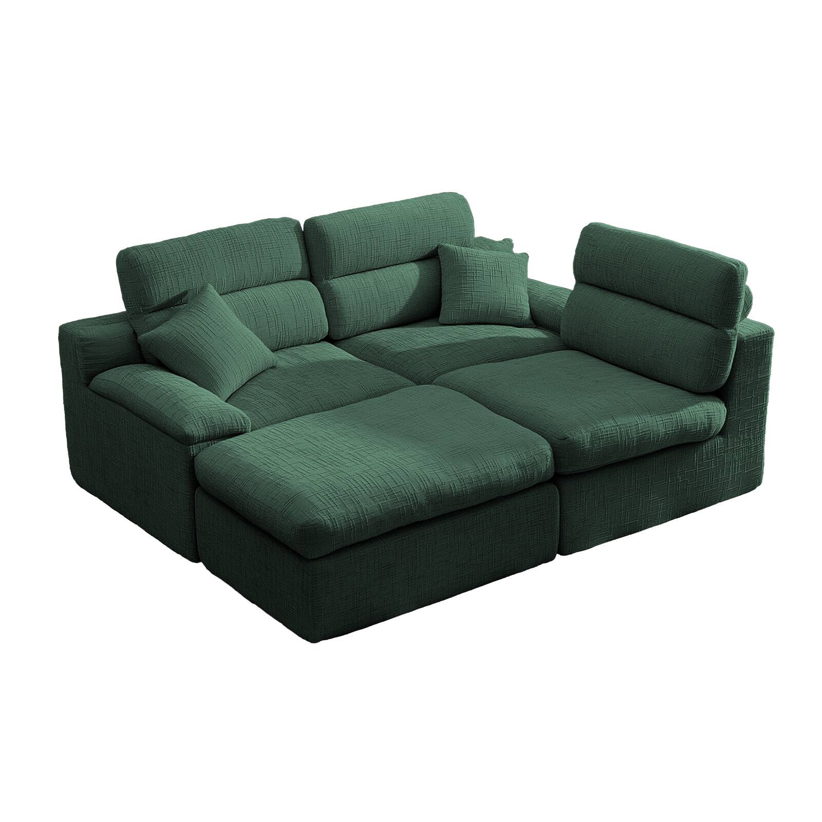 Alt View 1. Anysun - L-Shape Chenille Corner Chaise Sofa with High Backrest - Compressed Sponge, No Assembly for Living Room & Apartment - Green.