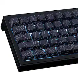 Earthley Blooms - Custom Keycaps Pbt Side Printed Keycap Set - Shine Through Contour Line Cool Key Caps Cherry Profile For Mx - Black