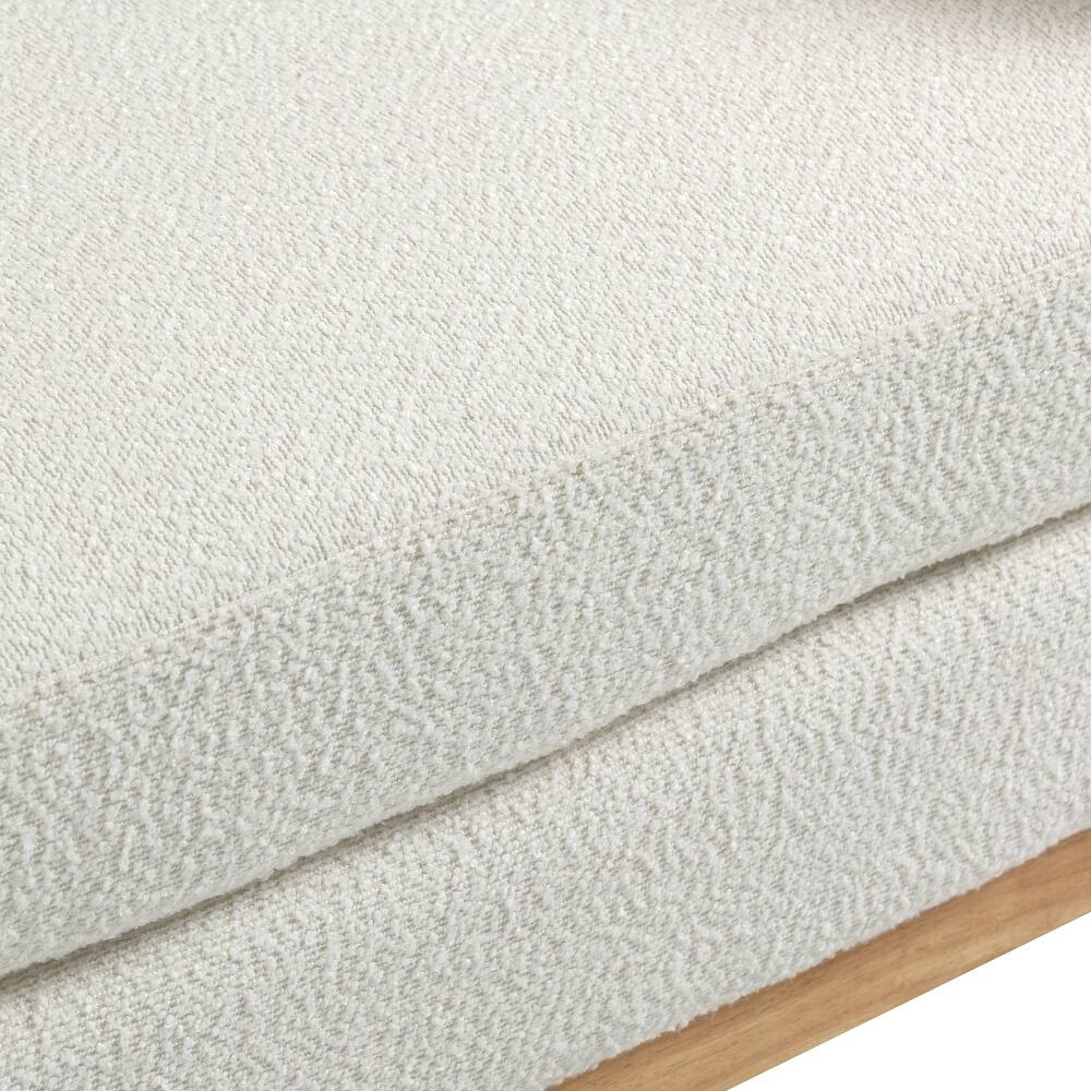 Alt View 1. Ropilly - Ropilly Ivory Boucle Upholstered End of Bed Bench with Bolster Pillows & Wood Legs for Bedroom Entryway - Ivory.