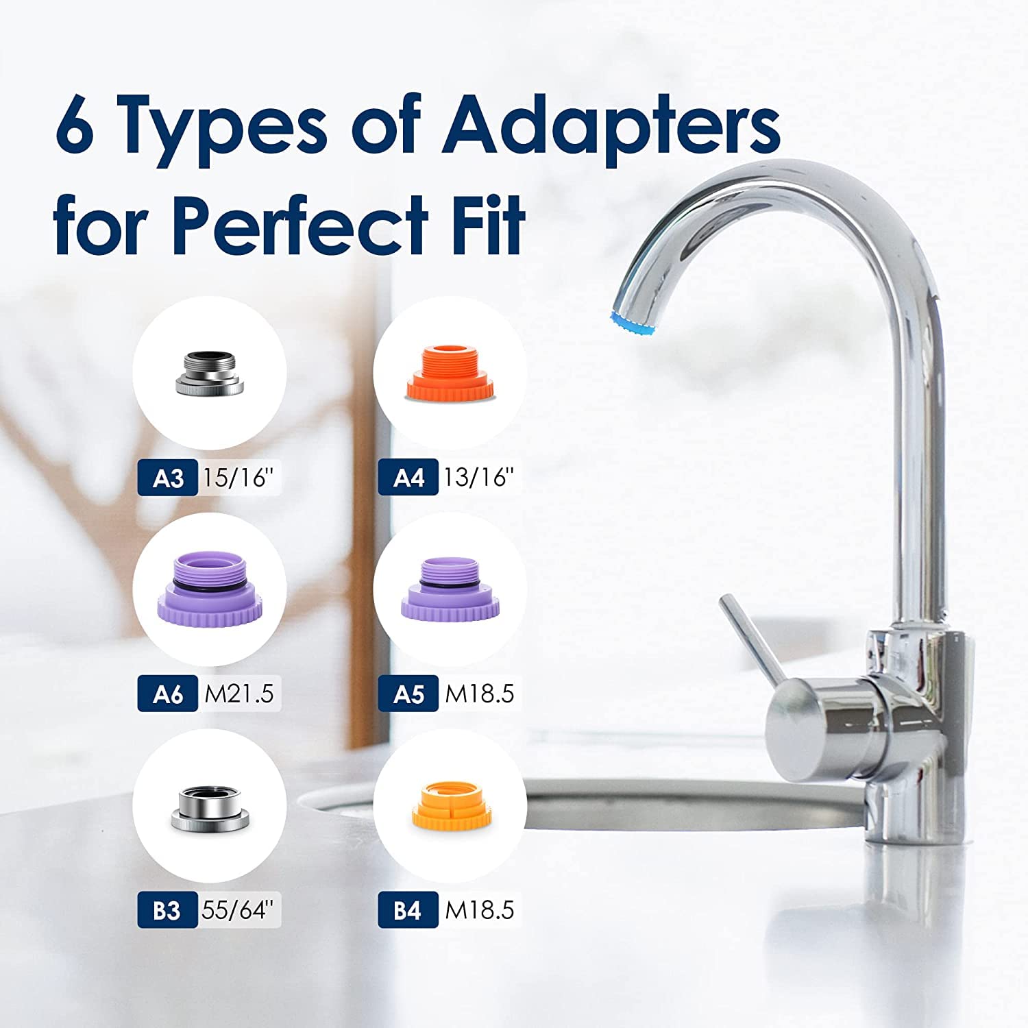 6 Types of Adapters for Perfect Fit

- A3 15/16"
- A4 13/16"
- A6 M21.5
- A5 M18.5
- B3 55/64"
- B4 M18.5