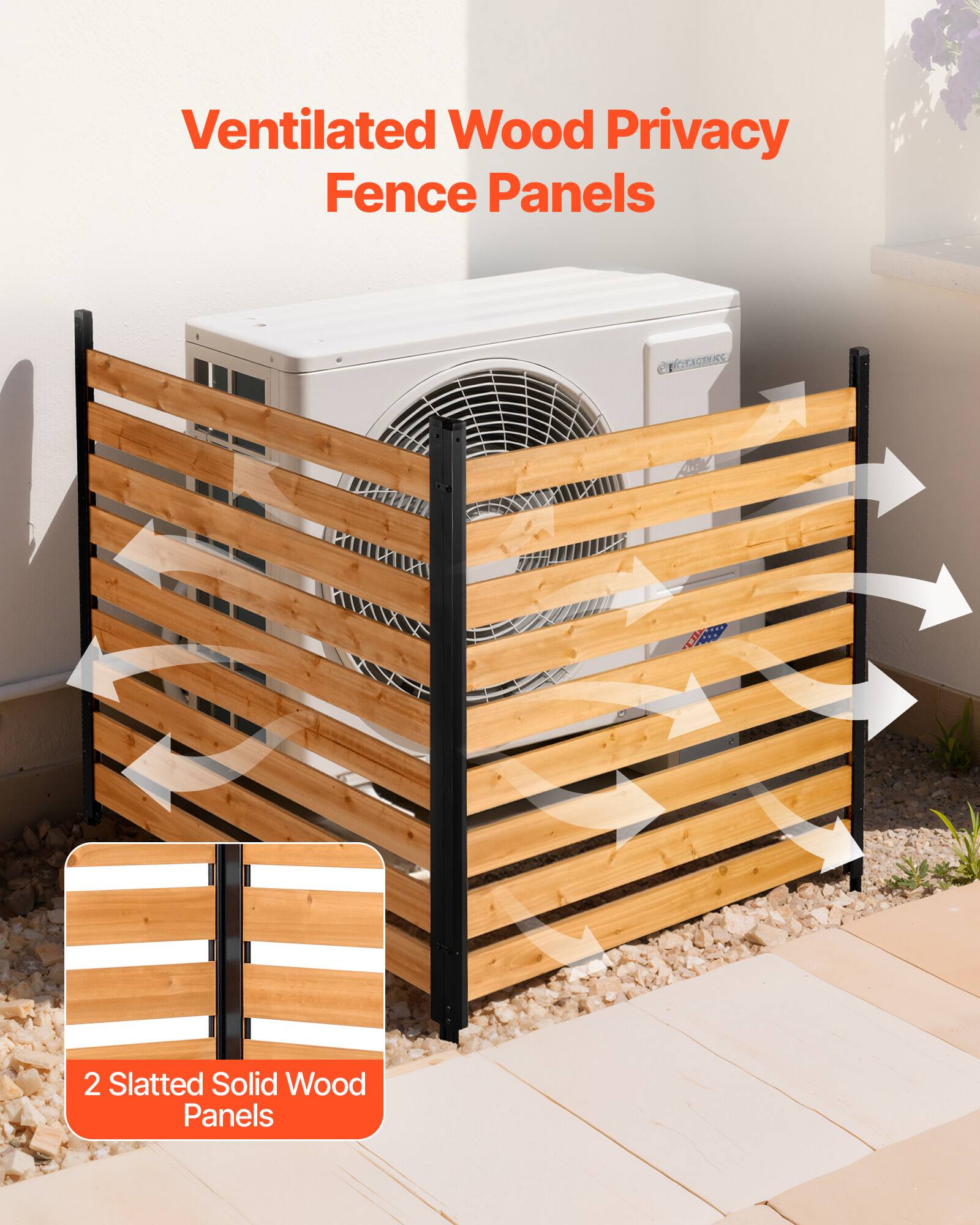 Ventilated Wood Privacy Fence Panels  
CITAGRUSS  
2 Slatted Solid Wood Panels